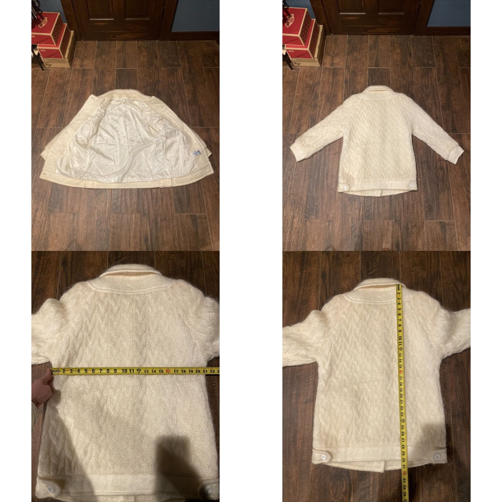 Vintage VINTAGE Donegal Design Ireland Coat Womens Size 12 Ivory Mohair Wool Cable Knit Buttons Casual Winter Size XL / US 12-14 / IT 48-50 - 8 Thumbnail