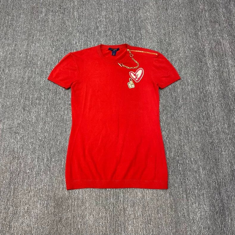 Louis Vuitton LV Valentine's Limited Red Knit Short Sleeve Size US L / EU 52-54 / 3 - 1 Thumbnail