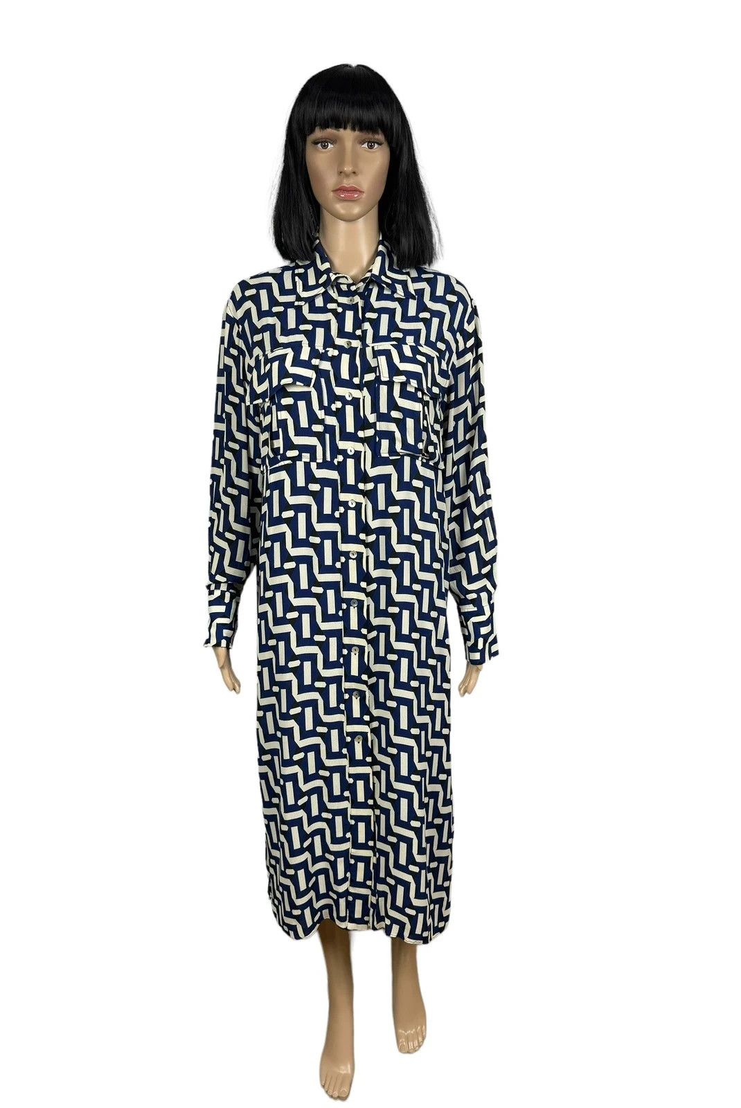 Massimo Dutti Massimo Dutti Geometric Pattern Dress Viscose Belted EU40 Size M / US 6-8 / IT 42-44 - 1 Thumbnail