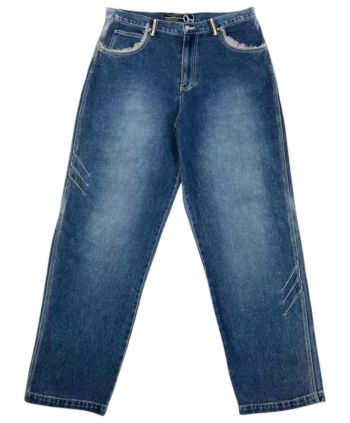 2000s Hip Hop Playerz69 Distressed Baggy Jeans