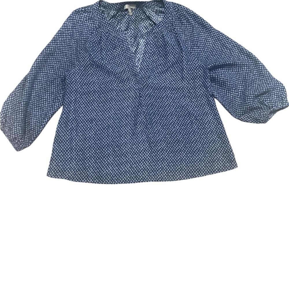 Kim Jones Joie Round Neck 3/4 Sleeves Silk Blouse Navy Blue Size XS Size XS / US 0-2 / IT 36-38 - 3 Thumbnail