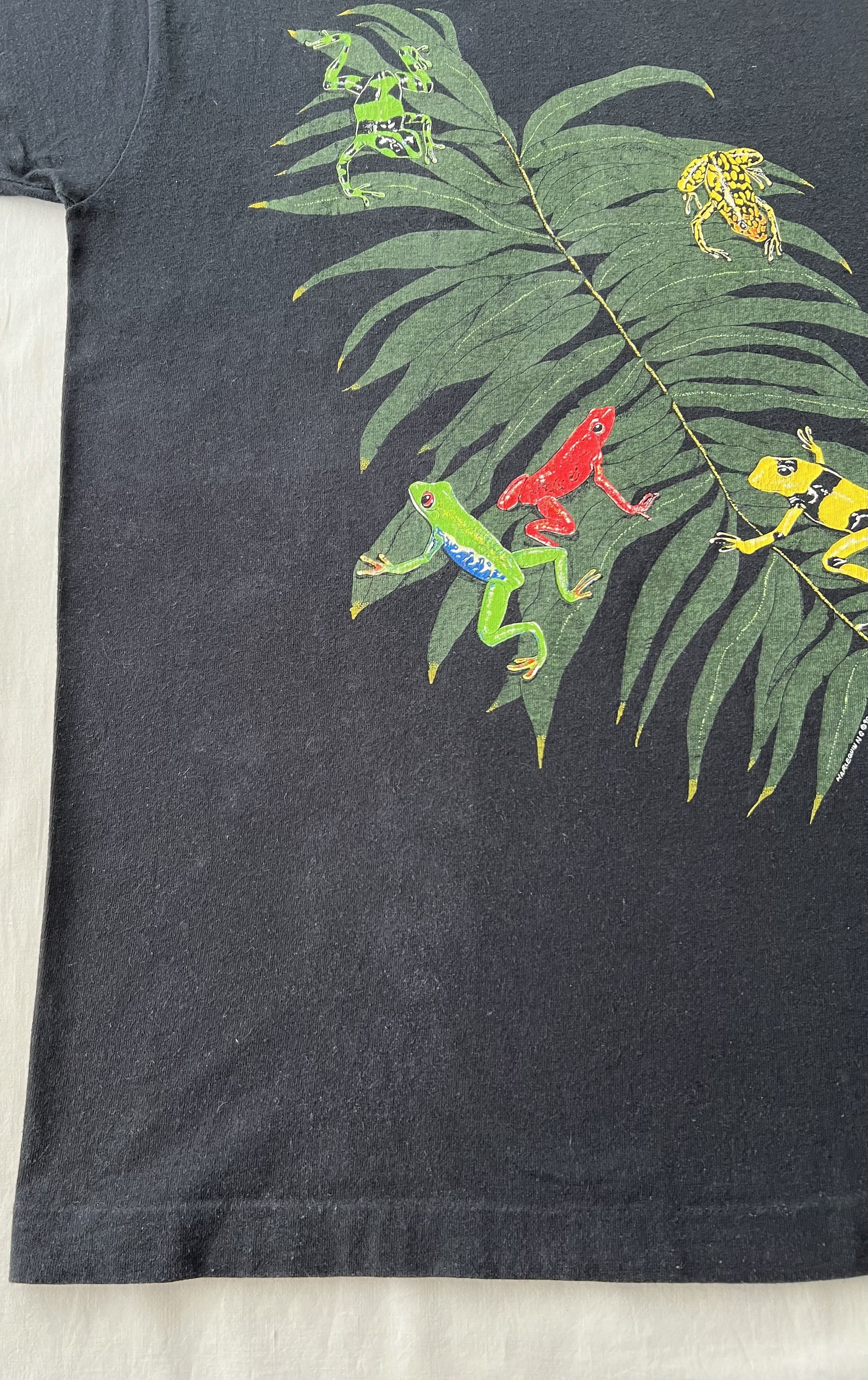 Vintage Vintage 1990 Harlequin Frog Animal Nature Black T-shirt Size US XL / EU 56 / 4 - 10 Thumbnail