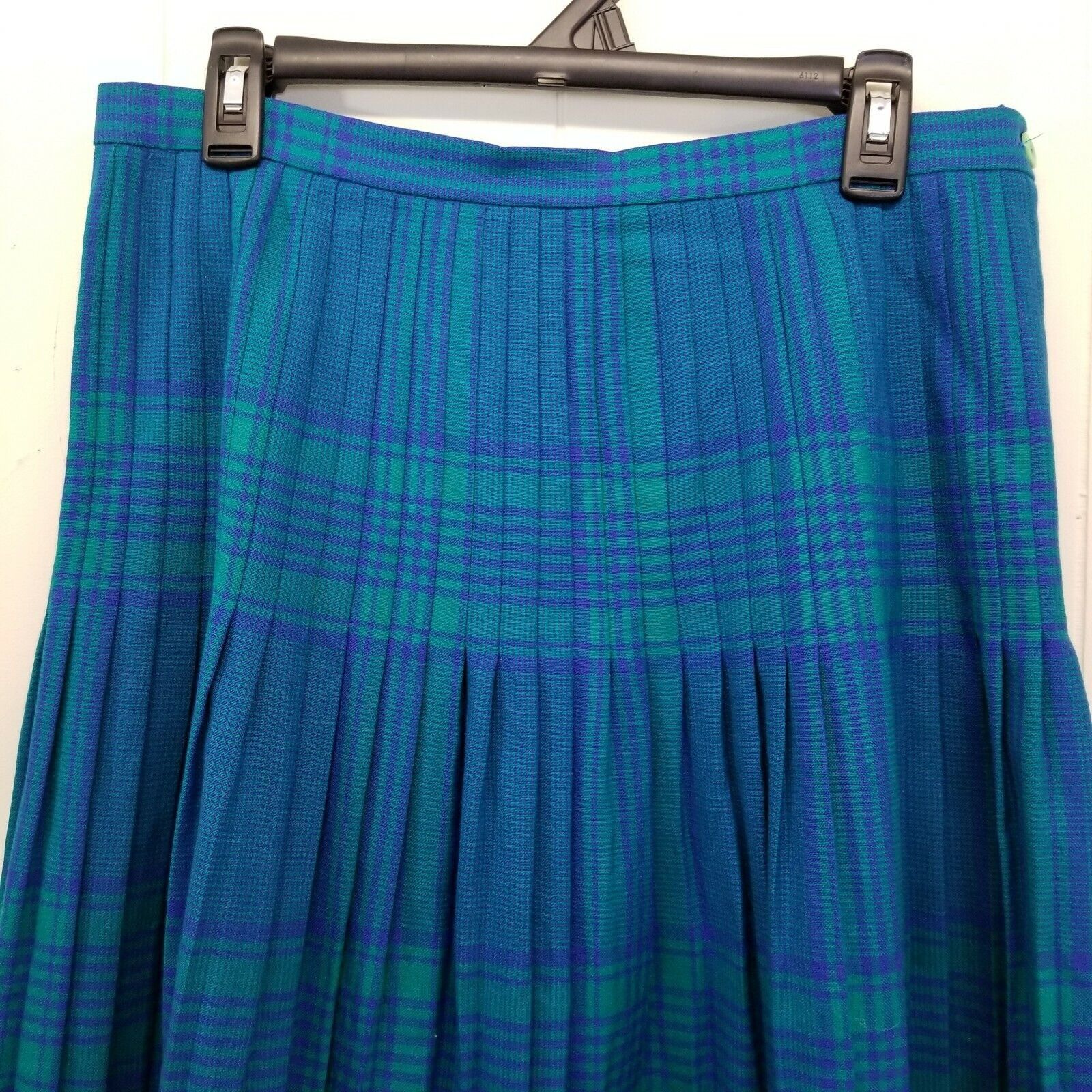 Vintage Windsmoor England 8 Skirt Blue Plaid Pleated Long Modest Woo Size 30" / US 8 / IT 44 - 2 Thumbnail