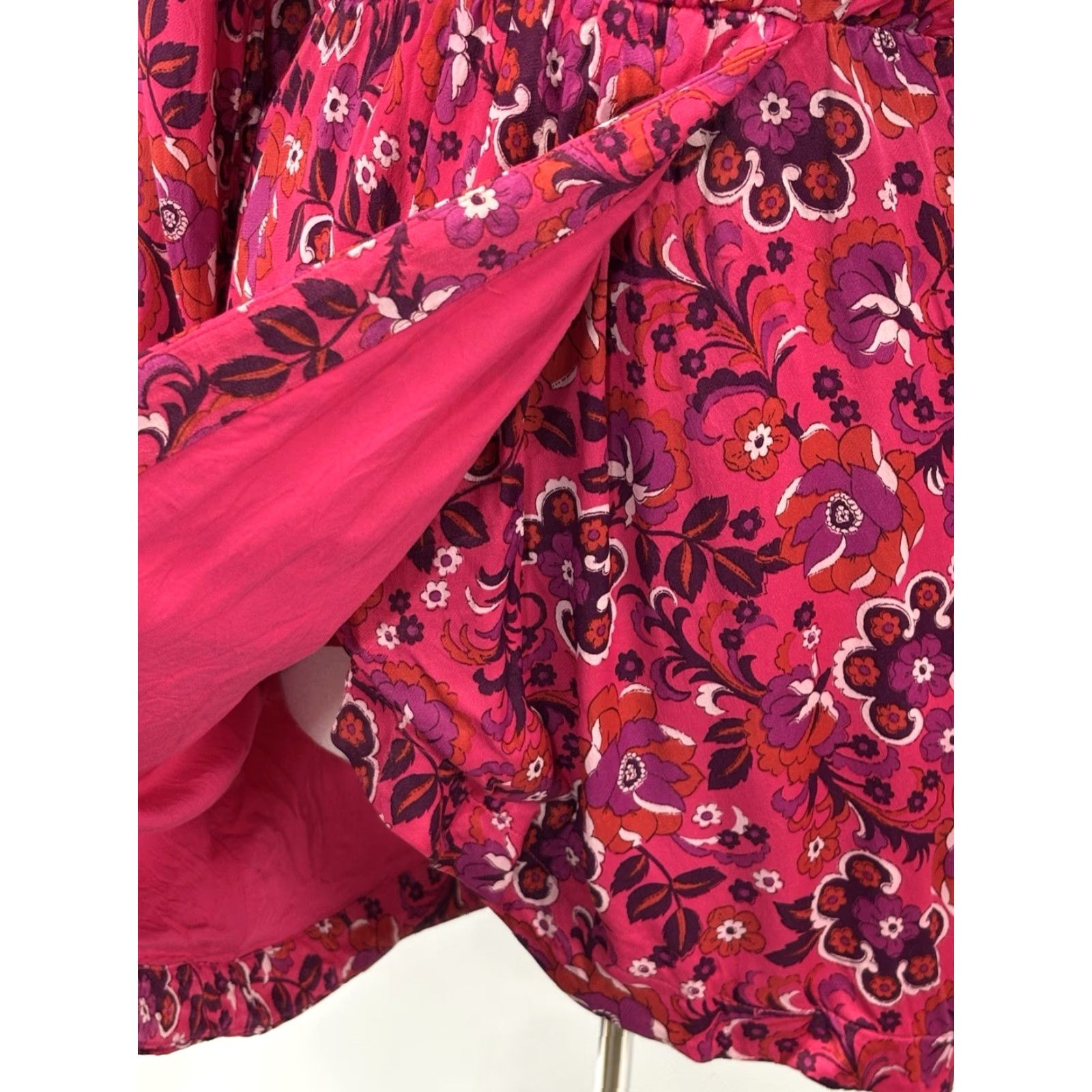Anthropologie Anthropologie Maeve Floral Faux Wrap Mini Dress Sz Large Pink Long Sleeve Size L / US 10 / IT 46 - 7 Thumbnail