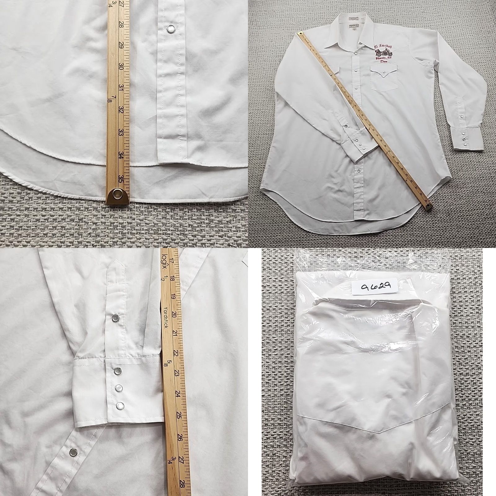 Vintage VINTAGE Sheplers Pearl Snap Shirt Mens 18 37 Tall Western Button-Up Long Sleeve White Cotton Blend 70s 80s 90s Cowboy Mens Size US XXL / EU 58 / 5 - 9 Thumbnail