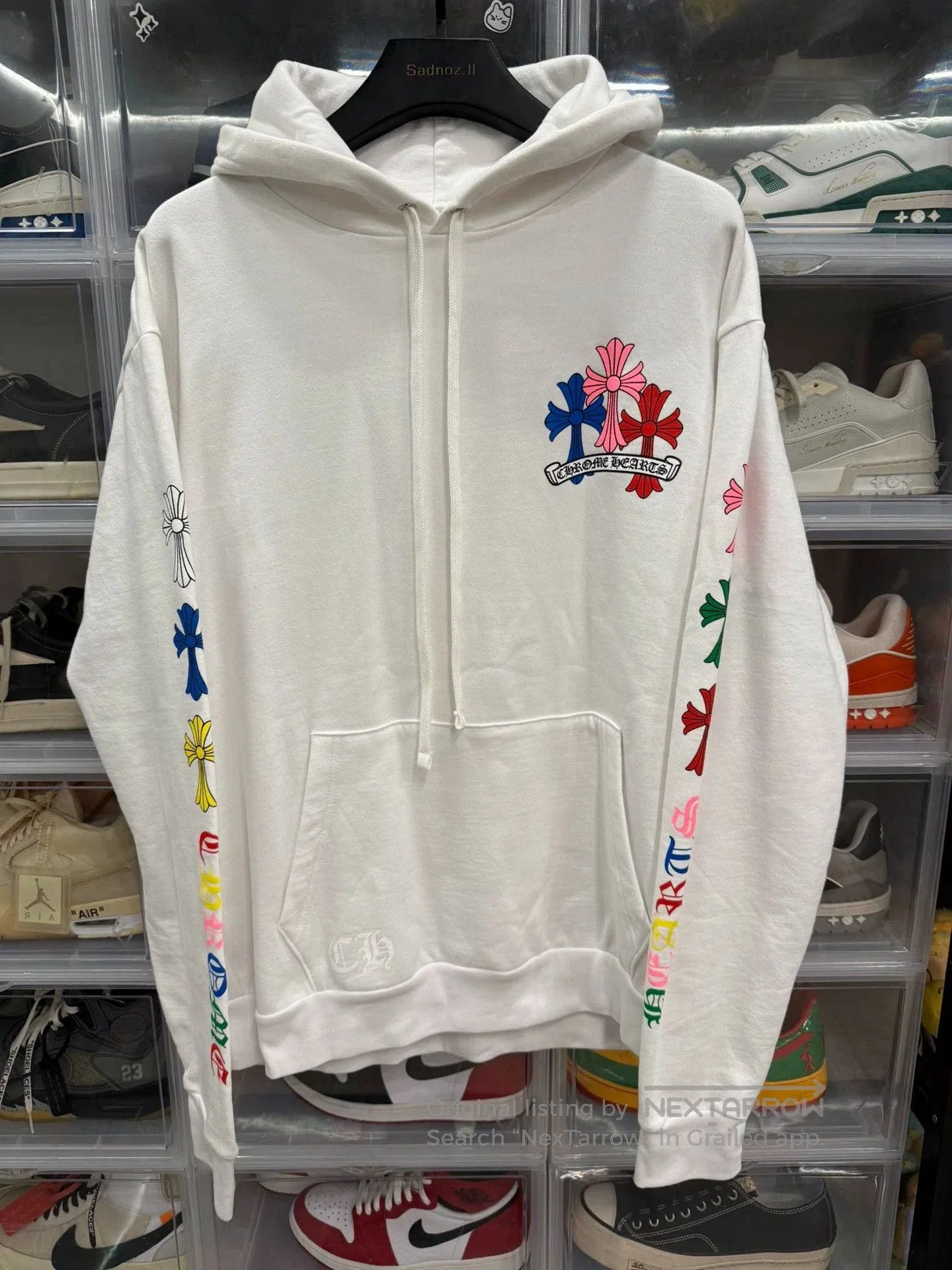 chrome hearts colorful cross white hoodie.
