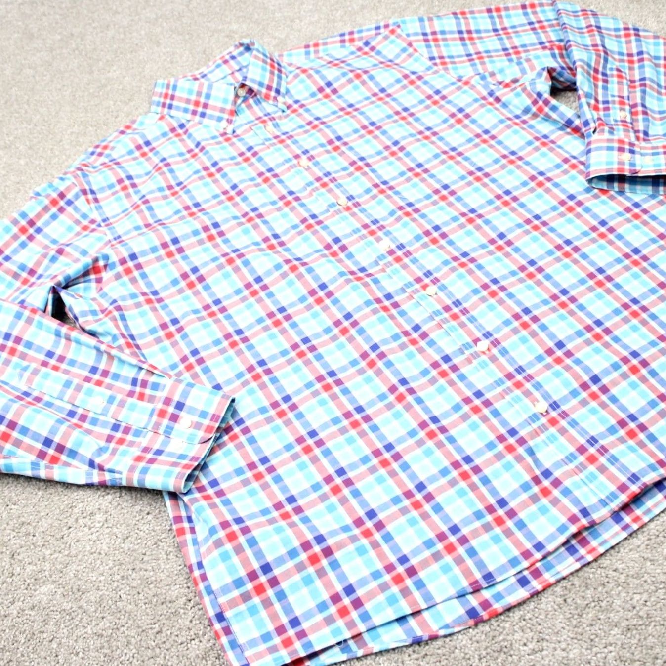 Jos. A. Bank Jos. A. Bank Shirt Mens XL Pink/Blue Traveler's Collection Cotton Long Sleeve Button-Up Plaid Classic Colors Mens XL Pink & Blue Size US XL / EU 56 / 4 - 5 Thumbnail