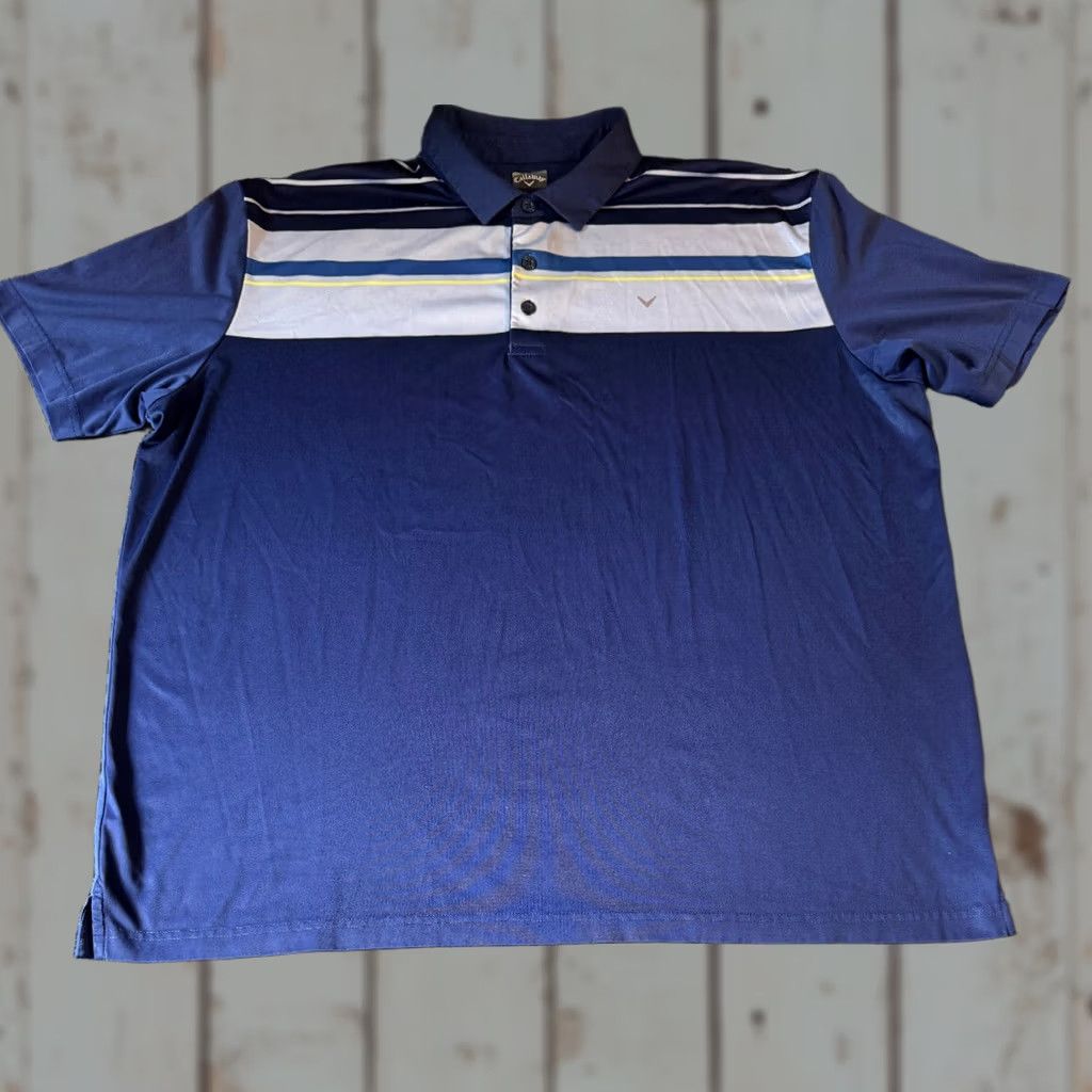 Callaway Callaway Polo Shirt Mens XL Striped Short Sleeve Blue Golf Size US XL / EU 56 / 4 - 1 Thumbnail