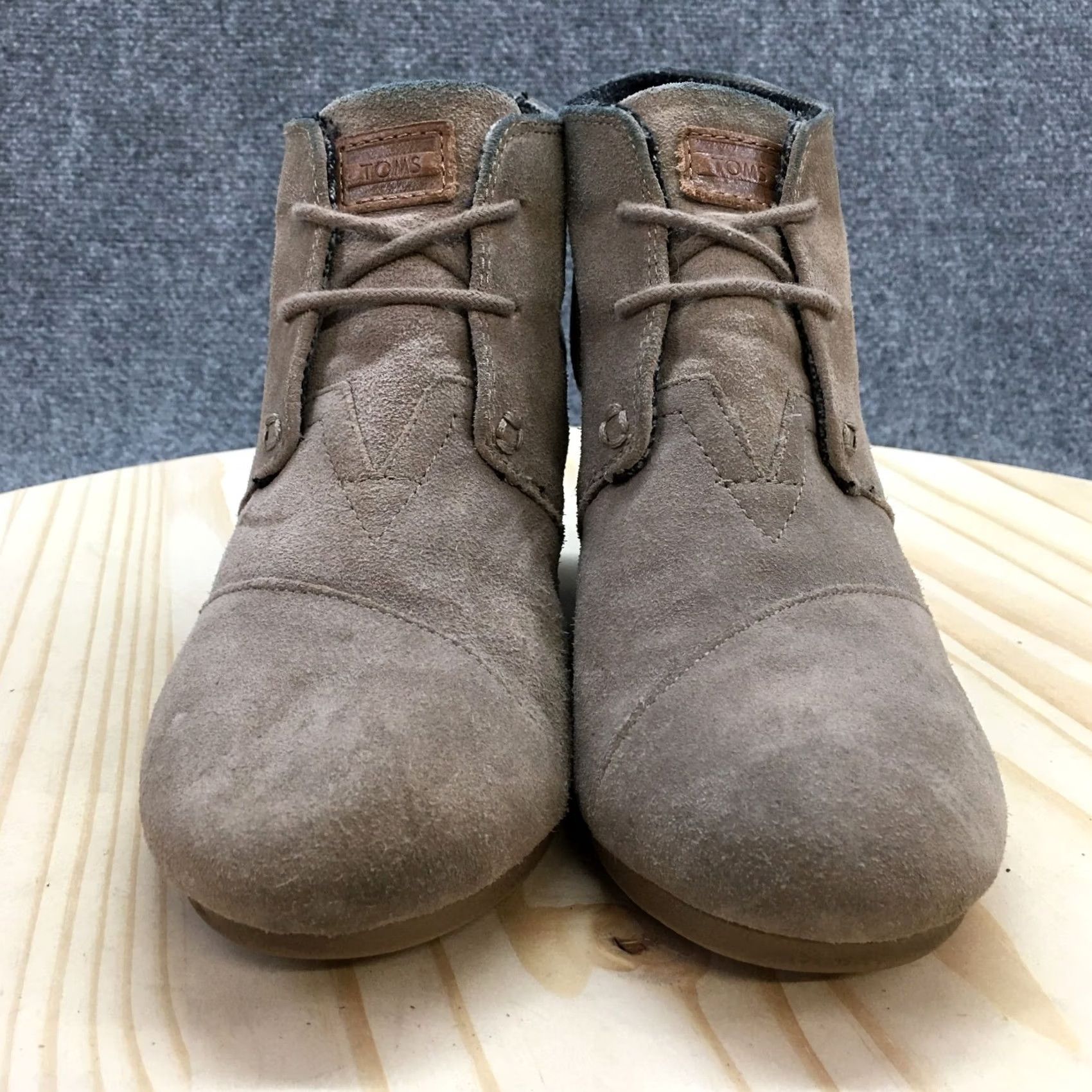 Toms TOMS Boots Womens 8 Ankle Booties Wedge Heels Casual Brown Suede Lace Up Boot Size US 8 / IT 38 - 6 Thumbnail