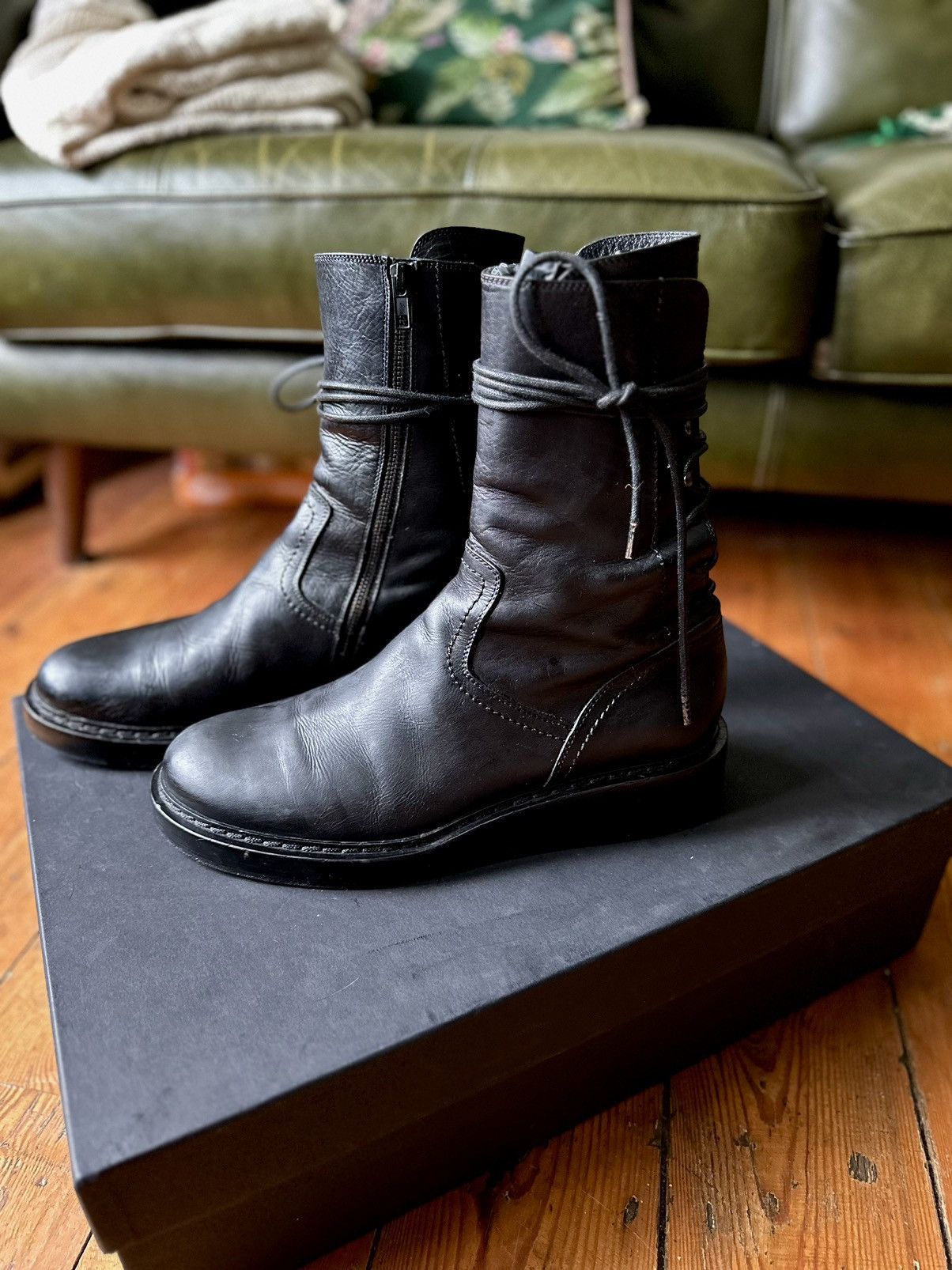 Ann Demeulemeester Ann Demeulemeester backlace/vitello boots | Grailed