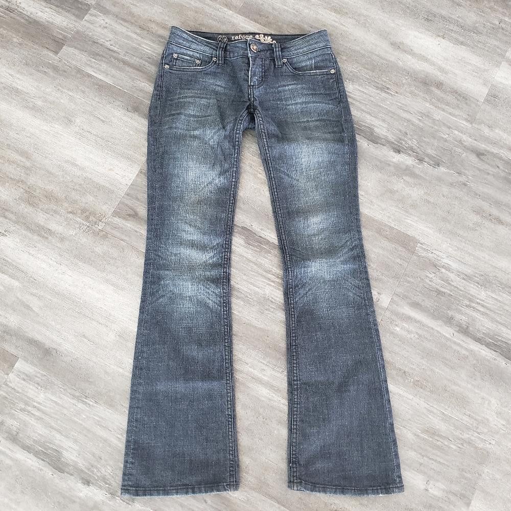 Designer Dark Denim Detailed Refuge Bootcut Jean Size 30" / US 8 / IT 44 - 1 Thumbnail