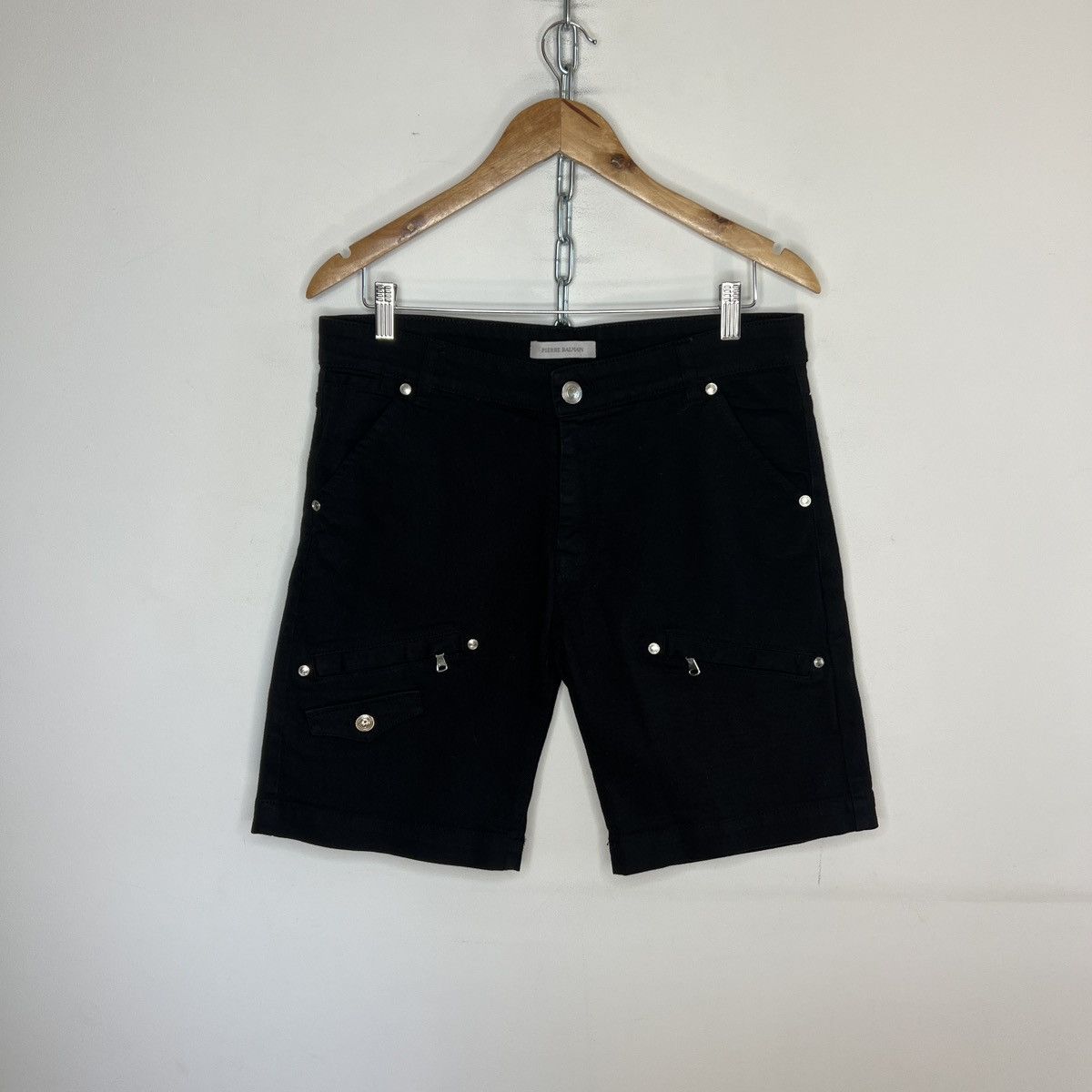 Balmain Pierre Balmain Denim Shorts Jeans Pants Black Drip Drill Size US 32 / EU 48 - 1 Thumbnail