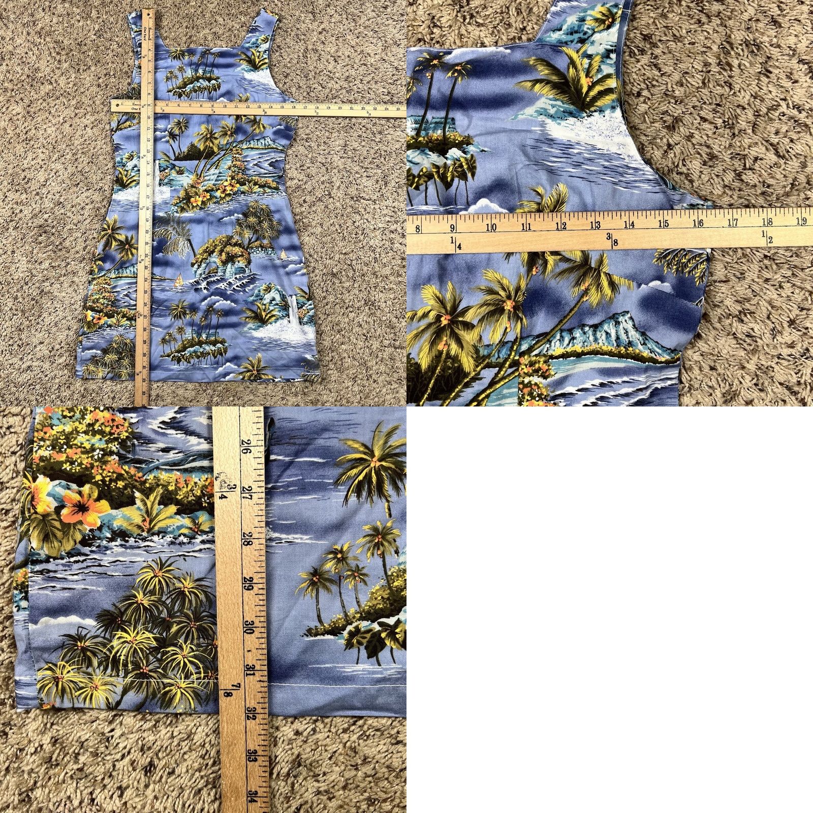 Vintage VINTAGE Hawaiian Beach Dress Womens Small Tank Dress Blue 90s Beach Graphic Sleeveless Strap Size S / US 4 / IT 40 - 9 Thumbnail