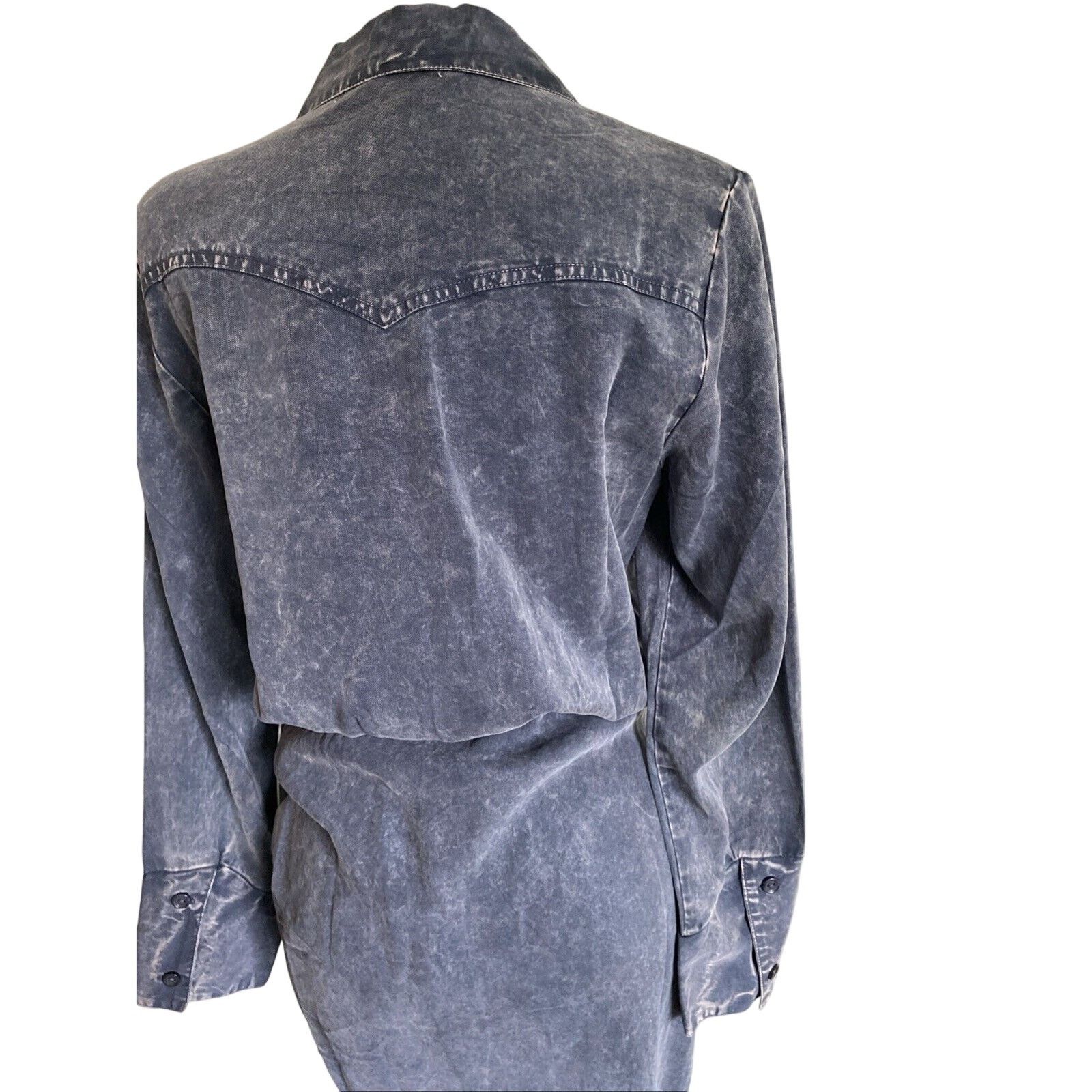 Young Fabulous & Broke Young Fabulous & Broke Shirt Dress Large Tencel Ruched Blue Size L / US 10 / IT 46 - 4 Thumbnail