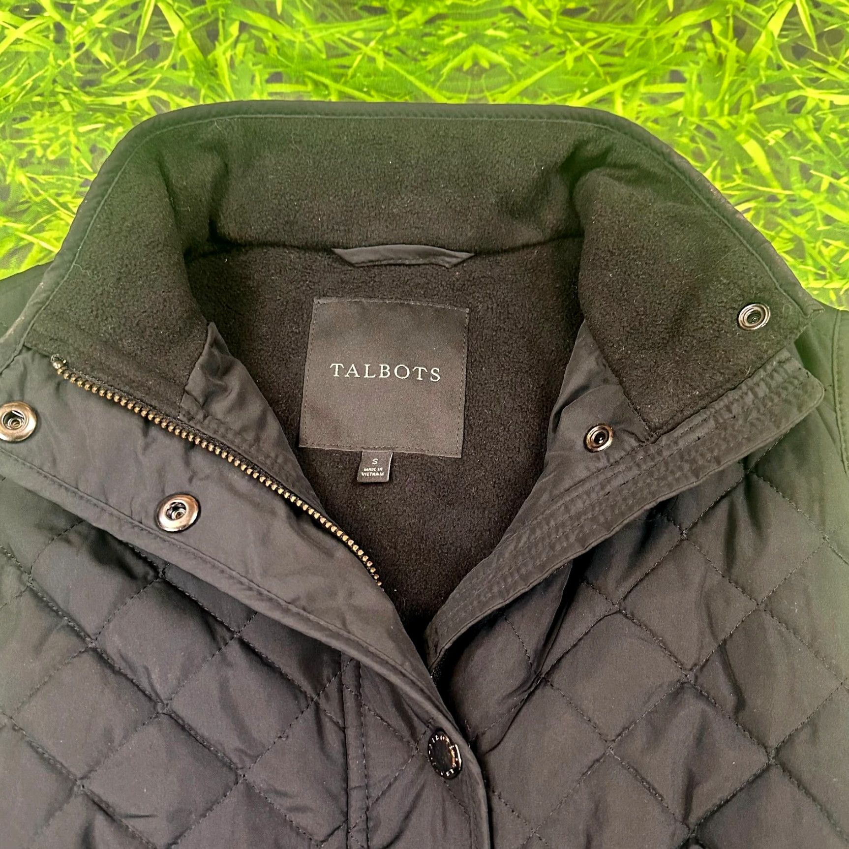 Talbots Talbots Womens Vest Full Zip Button Diamond Puffer Quilted Fleece Interior Argyle Diamond Black Small Regular Size S Size S / US 4 / IT 40 - 3 Thumbnail