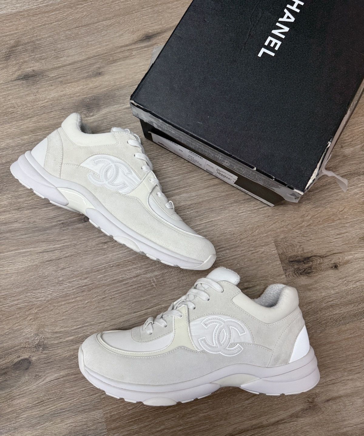 all white chanel runners