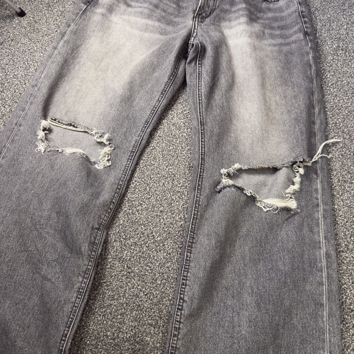 Japanese Brand Avant Garde Baggy Fatalism Black Wild Destroyed Wide Fit Size US 34 / EU 50 - 4 Thumbnail