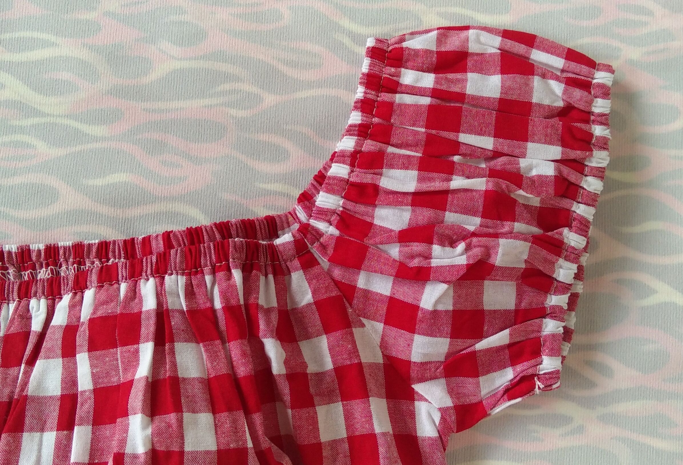 Other Women tops, red and white check, off shoulder, slim fit Size XXL / US 16-18 / IT 52-54 - 3 Thumbnail