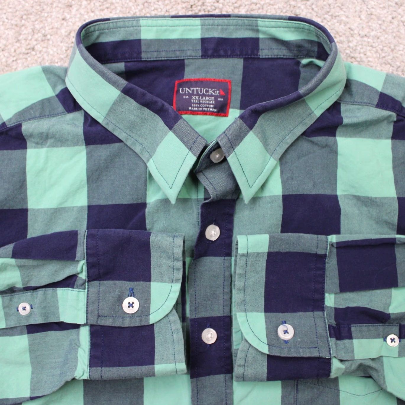UNTUCKit UNTUCKit Bonarda Shirt Mens 2XLT XXL Tall Green/Blue Plaid Long Sleeve Size US XXL / EU 58 / 5 - 2 Thumbnail