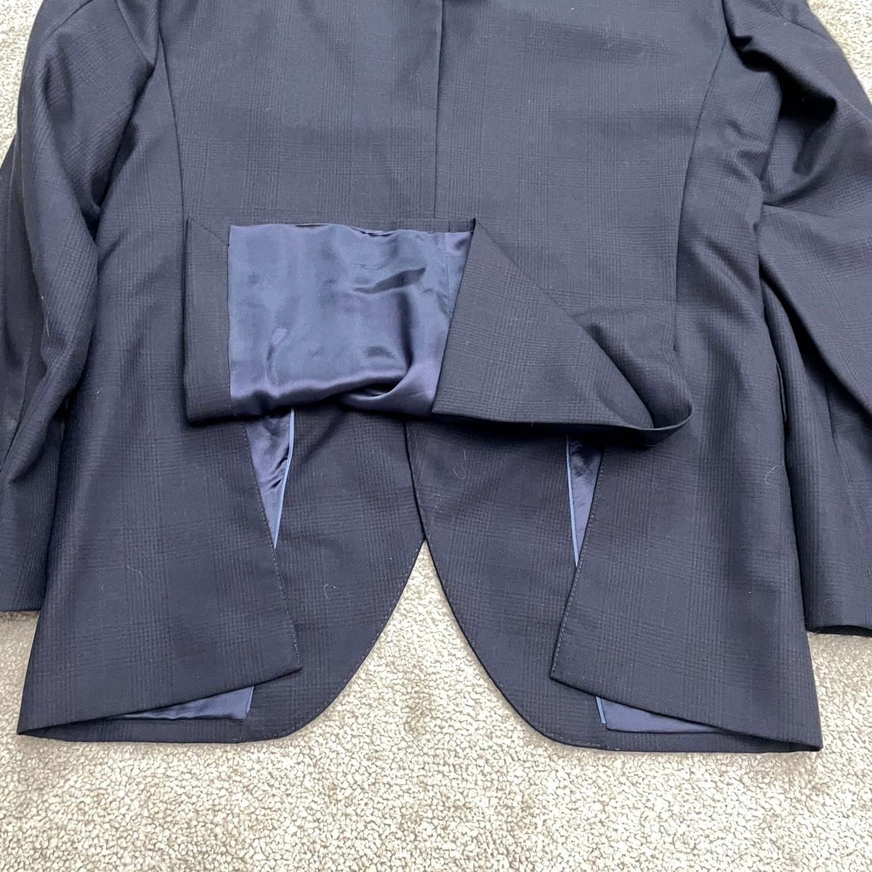 Hackett Hackett London Mens Blazer Suit Jacket 38R Navy Blue Plaid Wool Premium May Fair Size 38R - 3 Thumbnail