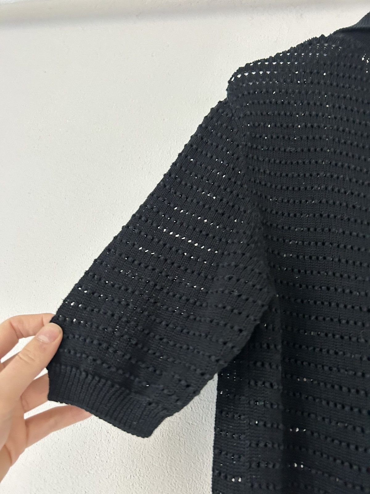 Maison Margiela Black Knit Polo with Open-Weave Design Size US L / EU 52-54 / 3 - 8 Thumbnail