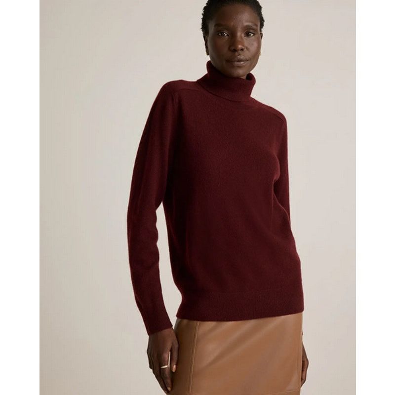 Quince Quince Cashmere Turtleneck Sweater Rich Burgundy NWOT Small Size S / US 4 / IT 40 - 1 Thumbnail