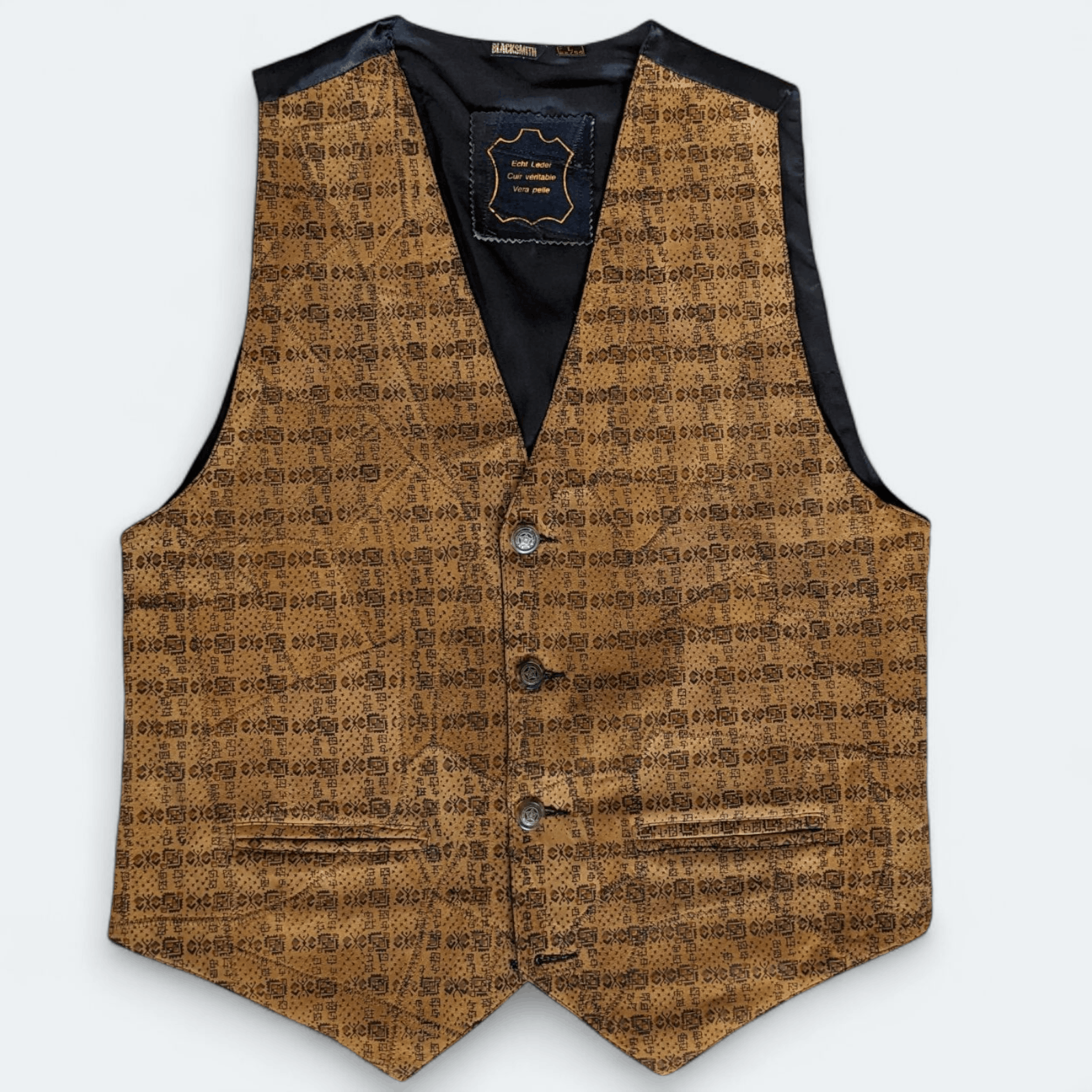 Vintage Leather Vest by Blacksmith – Unique Pattern