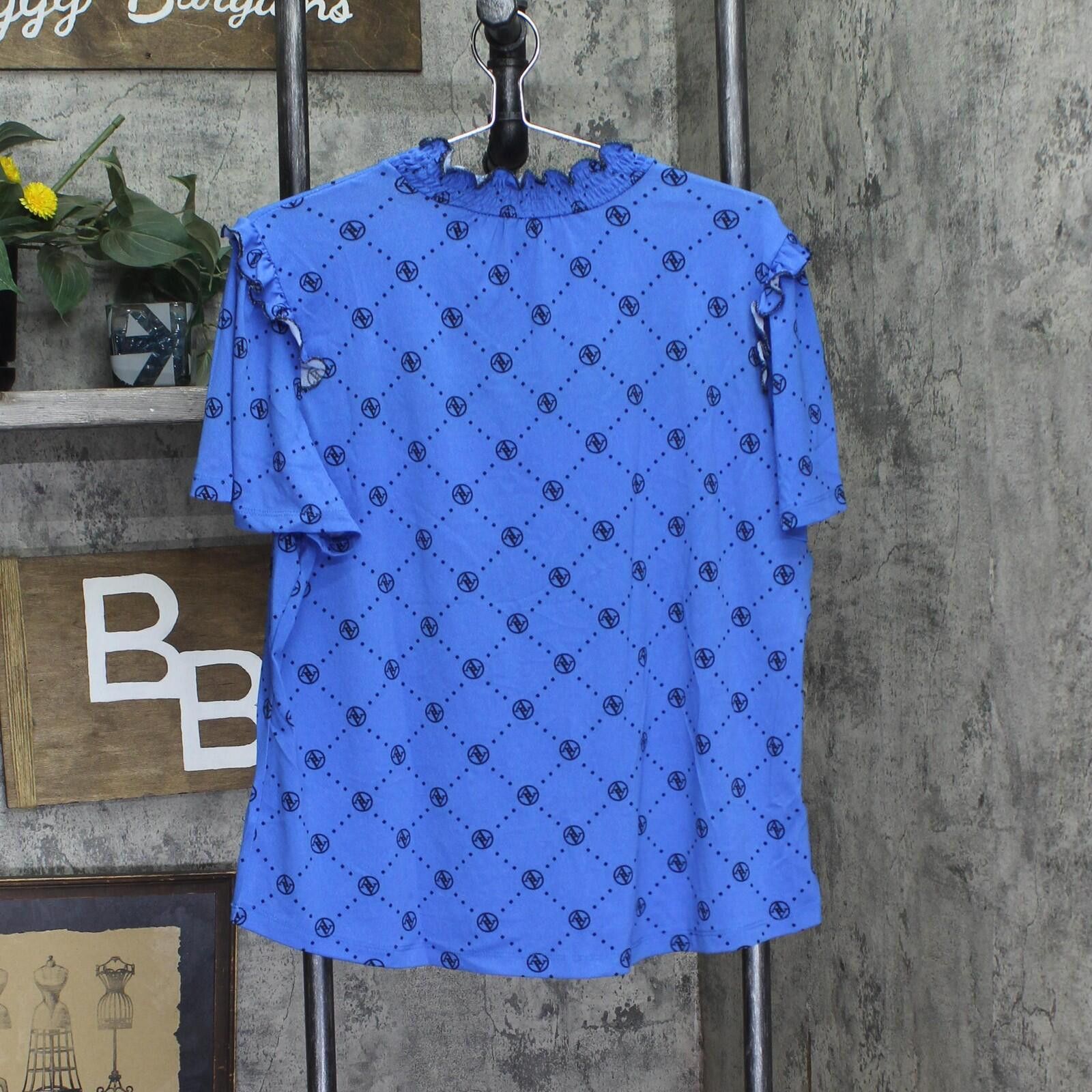 Other Nwt Adrienne Vittadini Smocked Neck Top Blue / Black Xl Size XL / US 12-14 / IT 48-50 - 2 Thumbnail