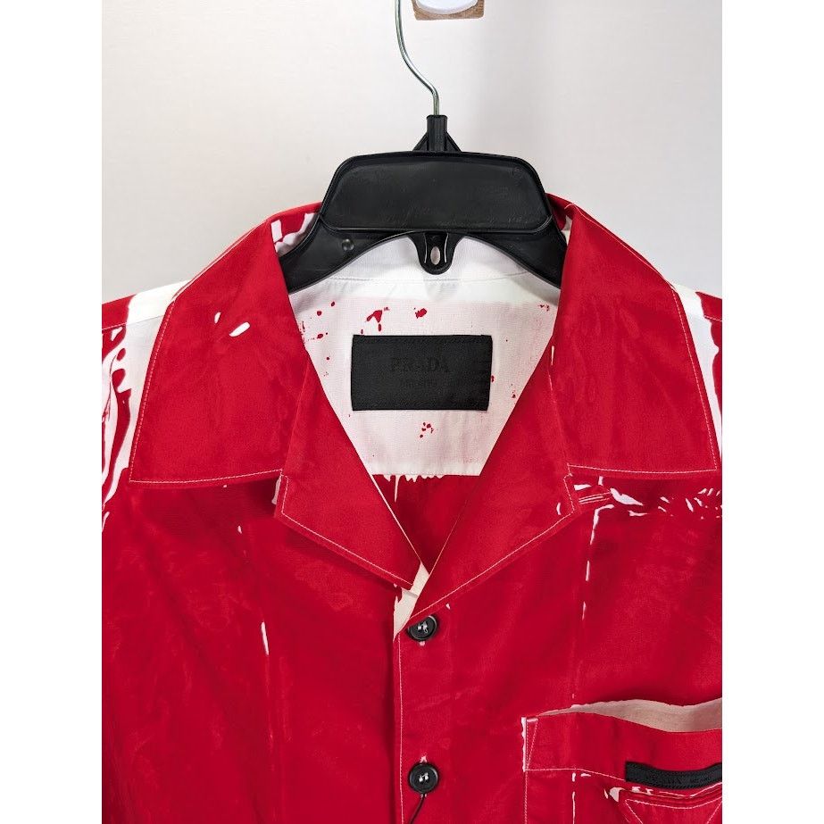 Prada o1rshd1 Popeline Shirt in Rosso Size US S / EU 44-46 / 1 - 3 Thumbnail