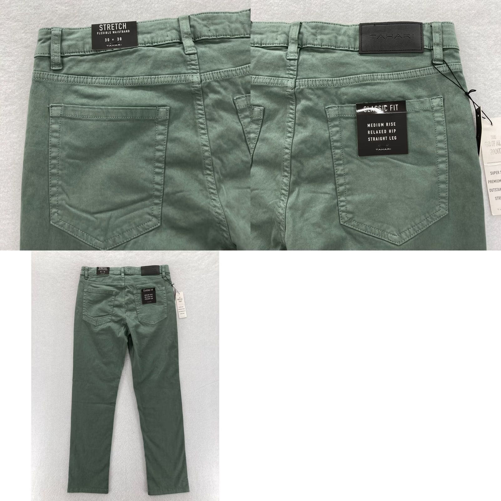 Vintage TAHARI The Do It All Pant Mens 30x30 Green Stretch Waistband Classic Straight Pants Size US 30 / EU 46 - 9 Thumbnail