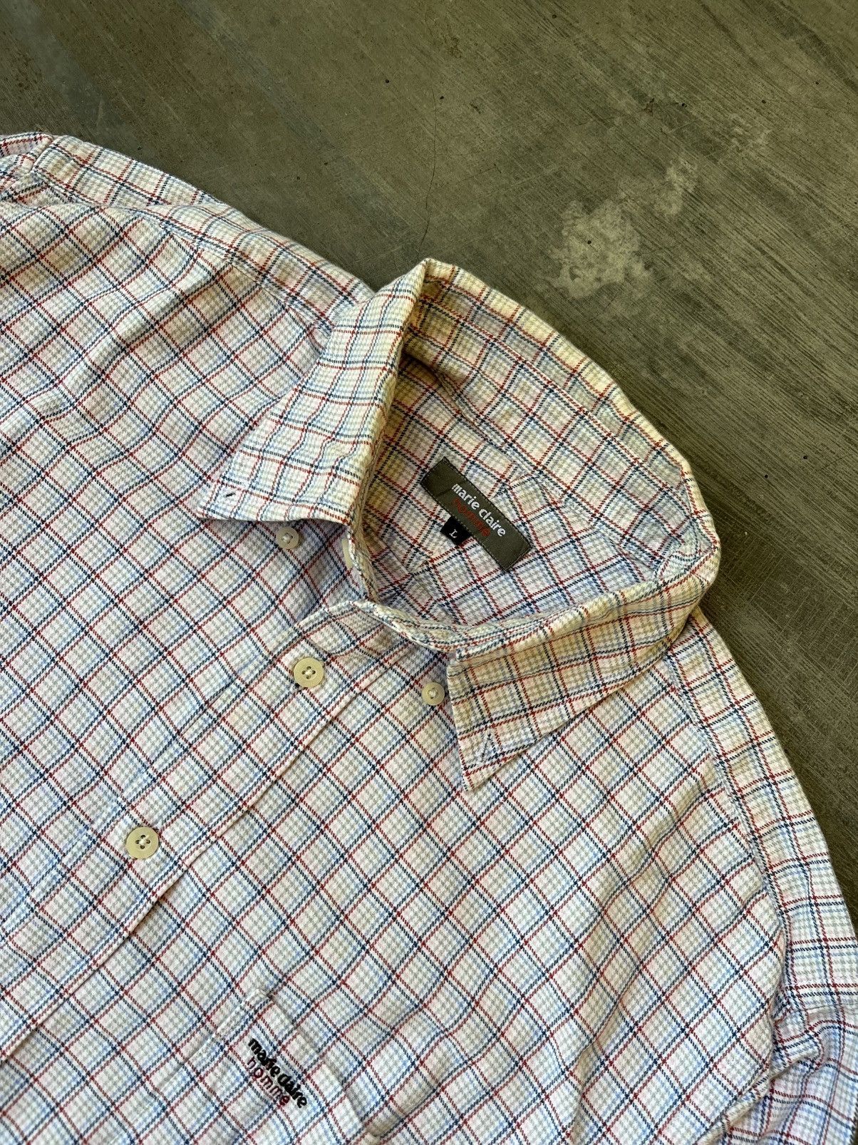 Designer × Flannel × Vintage Marie Claire Homme Plaid Flannel Shirt Size US L / EU 52-54 / 3 - 2 Thumbnail