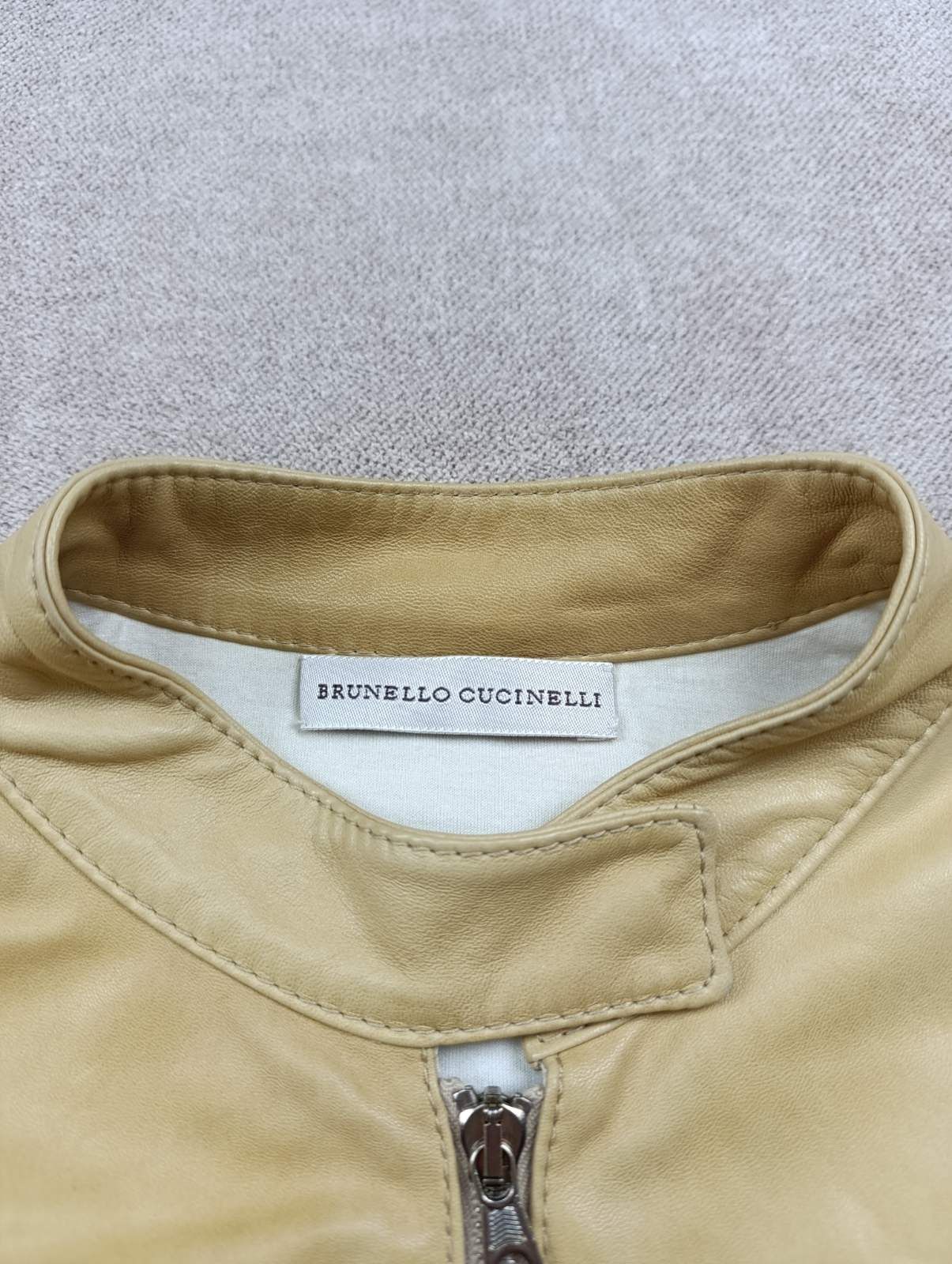 Brunello Cucinelli BRUNELLO CUCINELLI WOMENS LEATHER JACKET WHITE CREAM Size L / US 10 / IT 46 - 11 Thumbnail