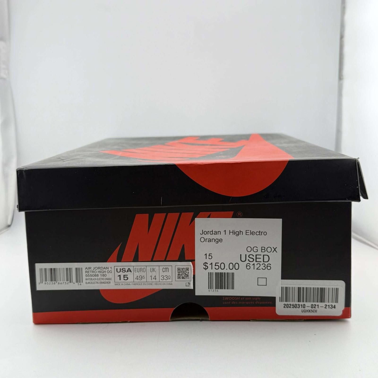 Nike Jordan 1 High Electro Orange US 15 Used with Box 555088-180 Size US 15 / EU 48 - 8 Thumbnail