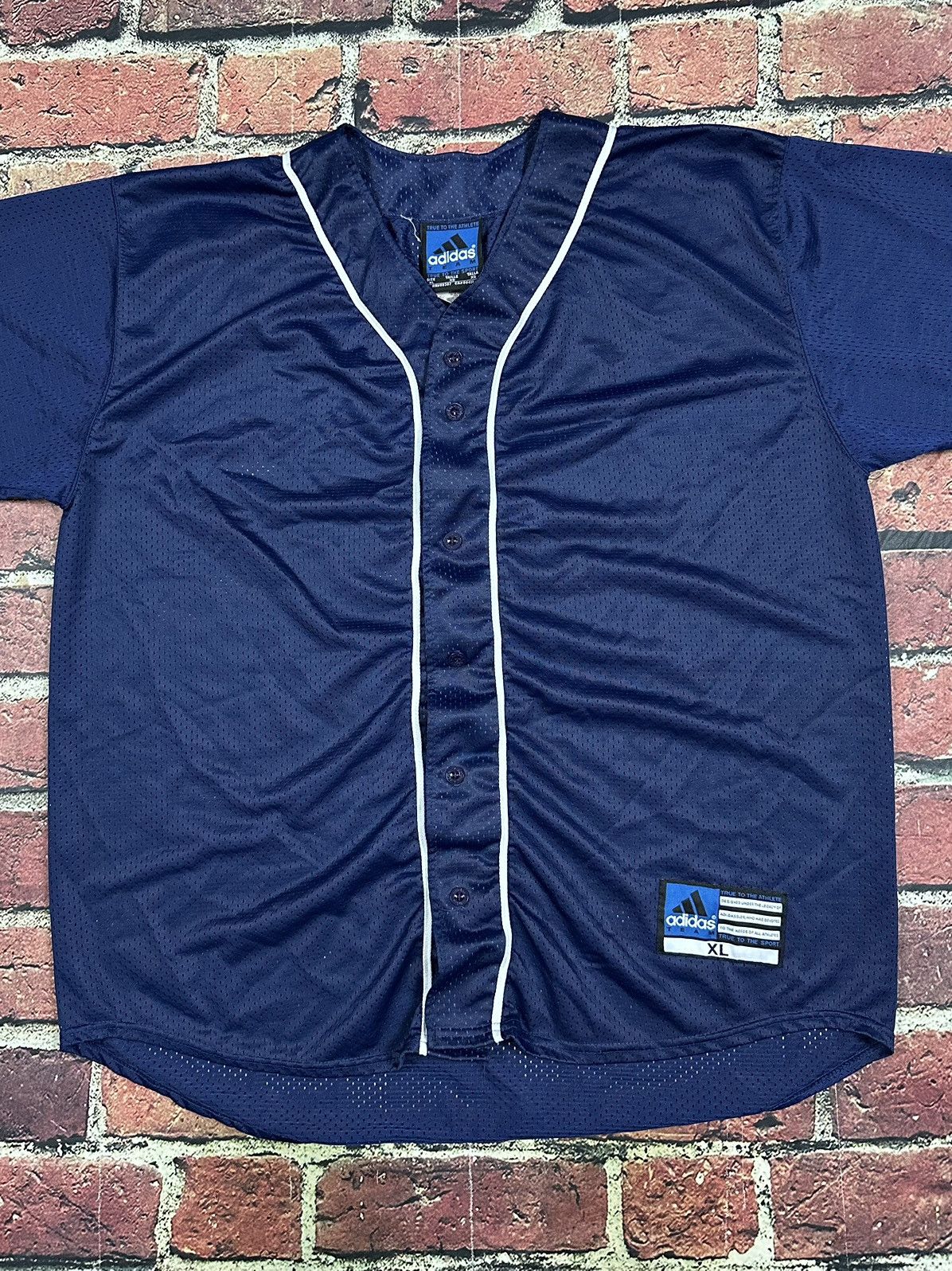 Adidas Vintage Adidas Team Baseball Jersey Blue Mesh Blank 90s Size US XL / EU 56 / 4 - 3 Thumbnail