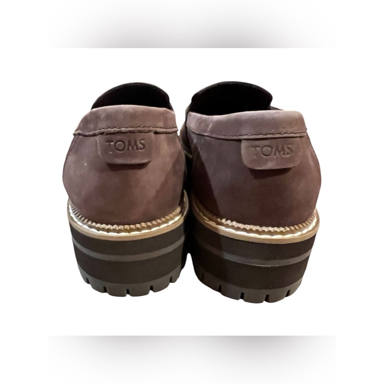 Toms TOMS Cara Lug Sole Penny Loafers – Oak Brown Leather – Wome Size US 8 / IT 38 - 4 Thumbnail