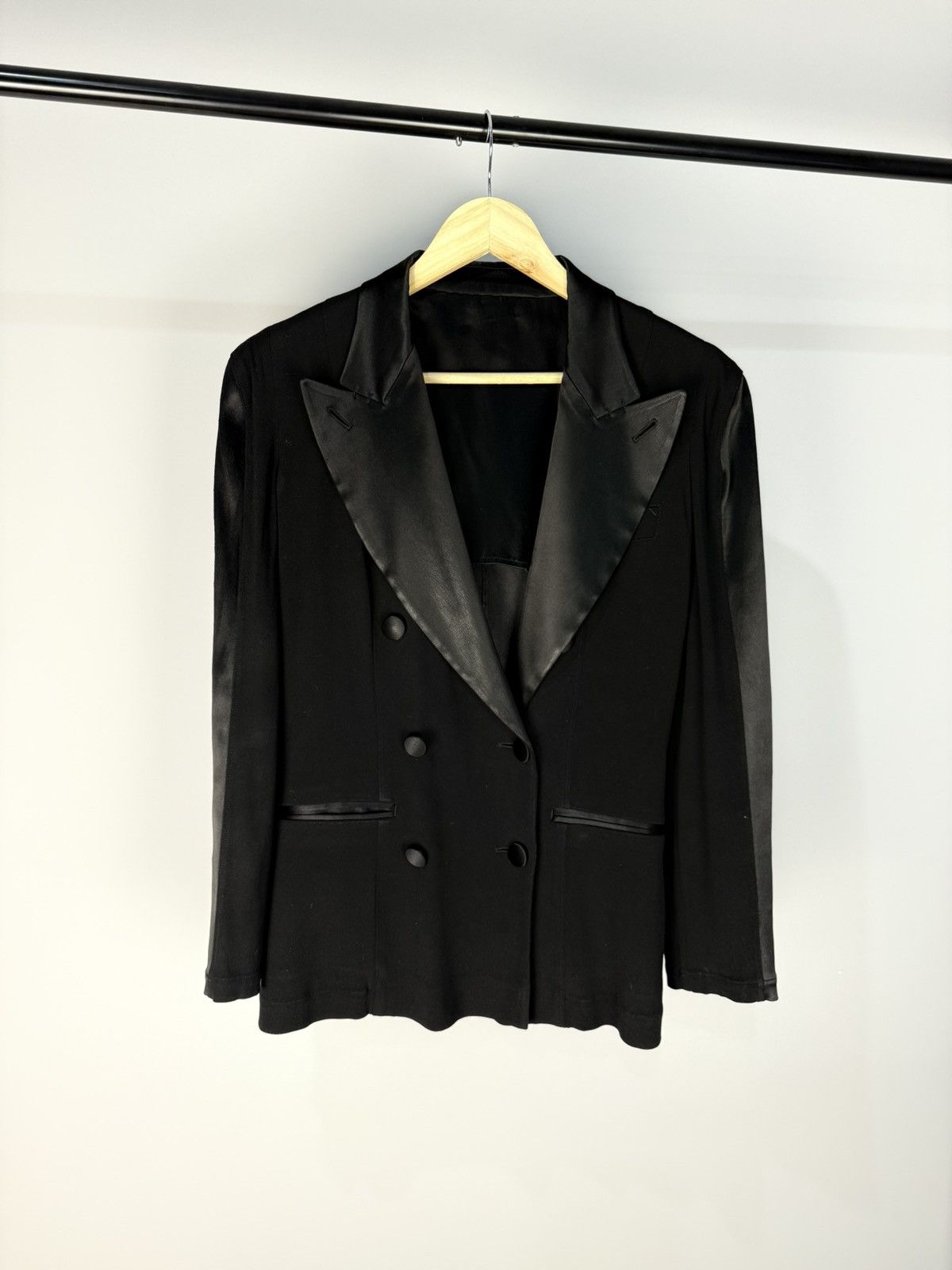 Jean Paul Gaultier Jean Paul Gaultier Black Satin Lapel Blazer IT 44 Size M / US 6-8 / IT 42-44 - 1 Thumbnail