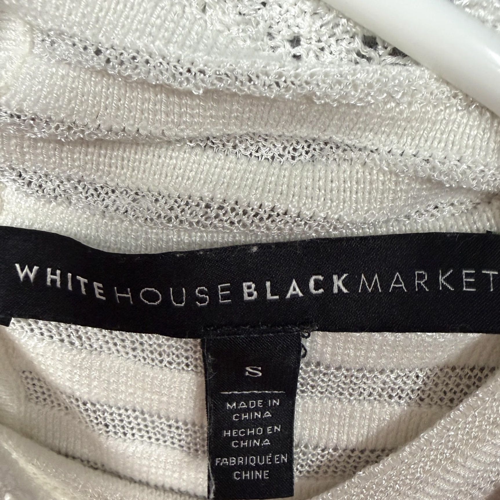 White House Black Market White House Black Market Sweater Womens Small White Pullover Mock Neck Ruffle Knit Lace Striped Light Weight Size S / US 4 / IT 40 - 7 Thumbnail