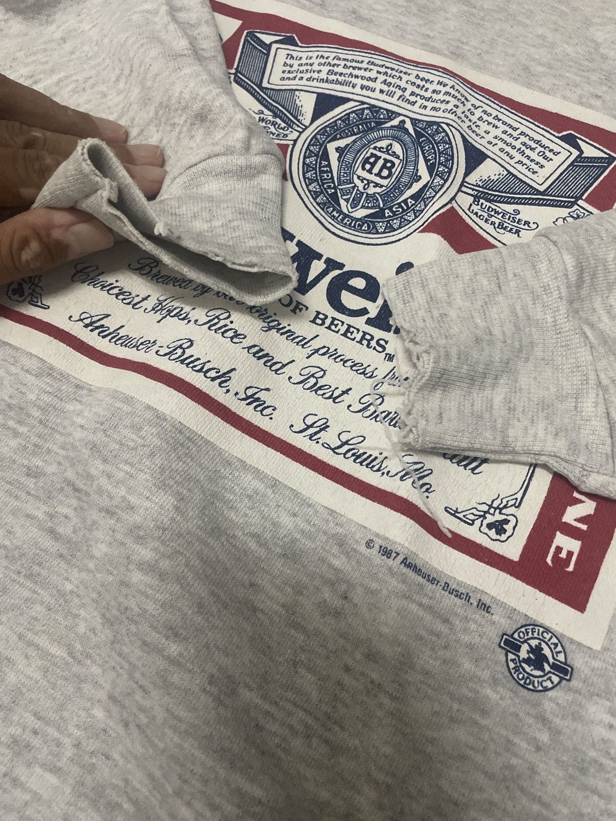 Budweiser × Vintage Vintage Budweiser Distressed Style Sweatshirt Size US L / EU 52-54 / 3 - 7 Thumbnail