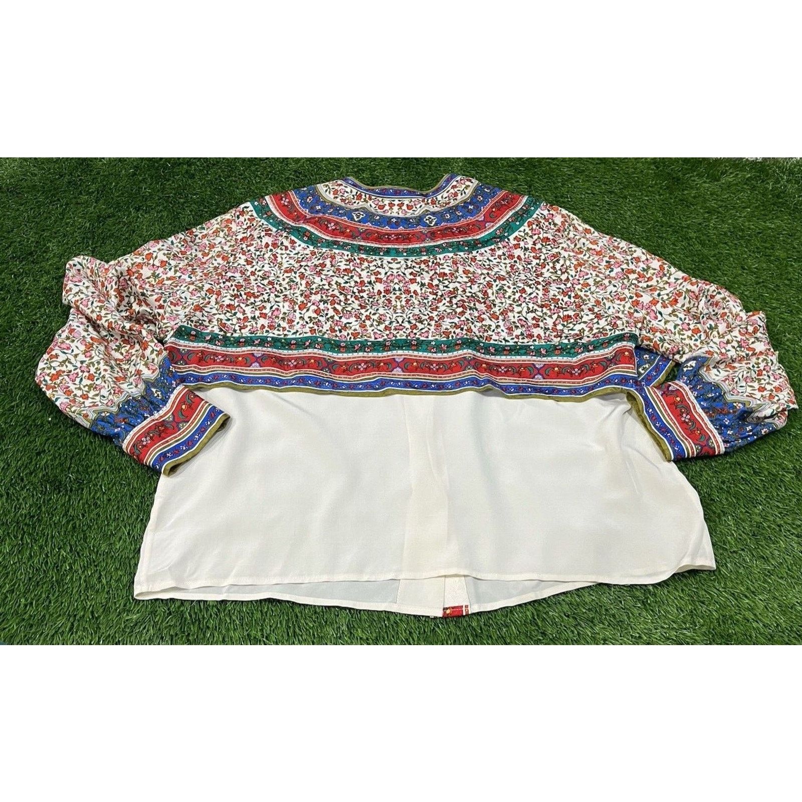 Adrianna Papell Adrianna Papell Floral Silk Blouse Fairy Bohemian 1R XXL Size XXL / US 16-18 / IT 52-54 - 11 Thumbnail