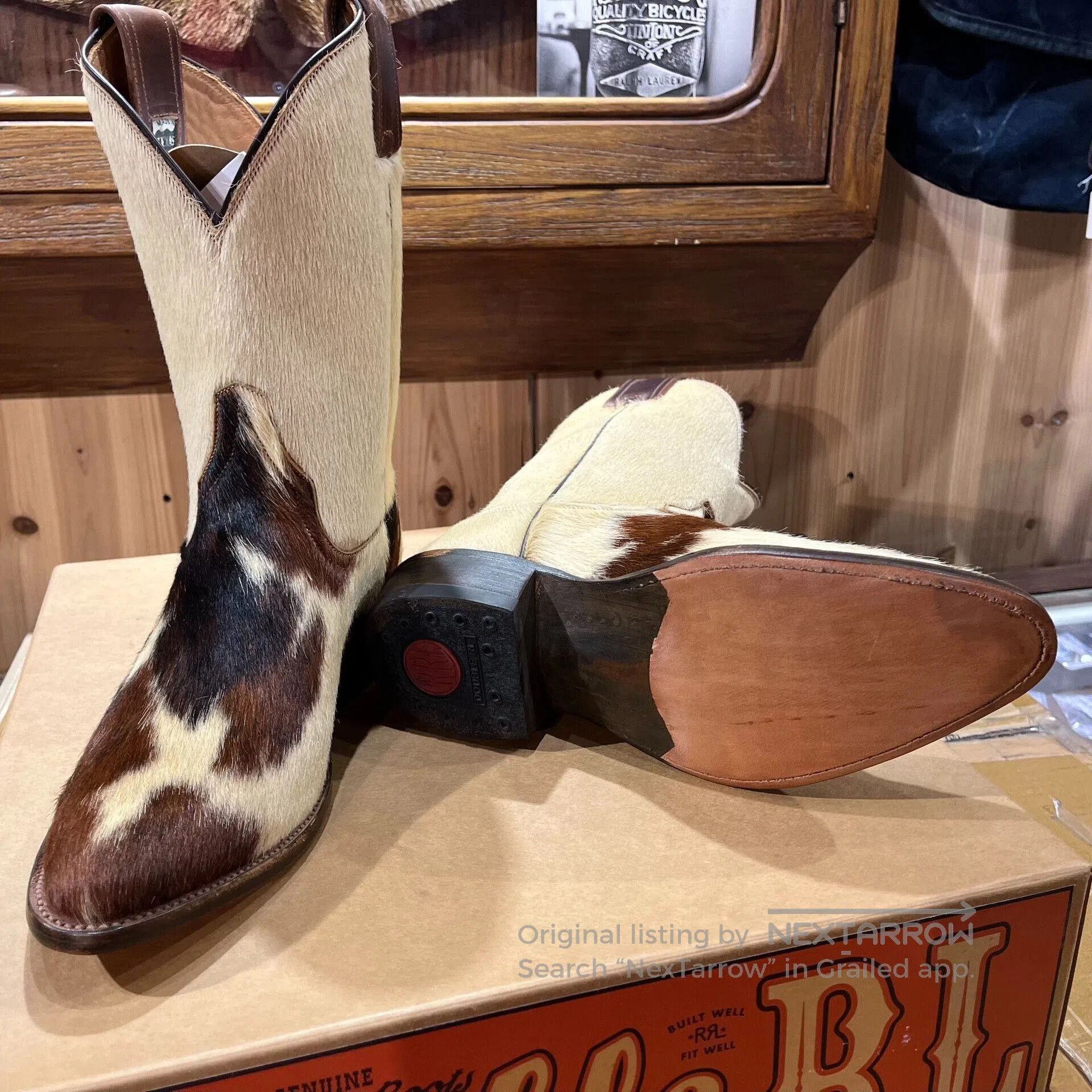 RRL Ralph Lauren rrl cowhide western cowboy boots. Size US 8 / EU 41 - 5 Thumbnail