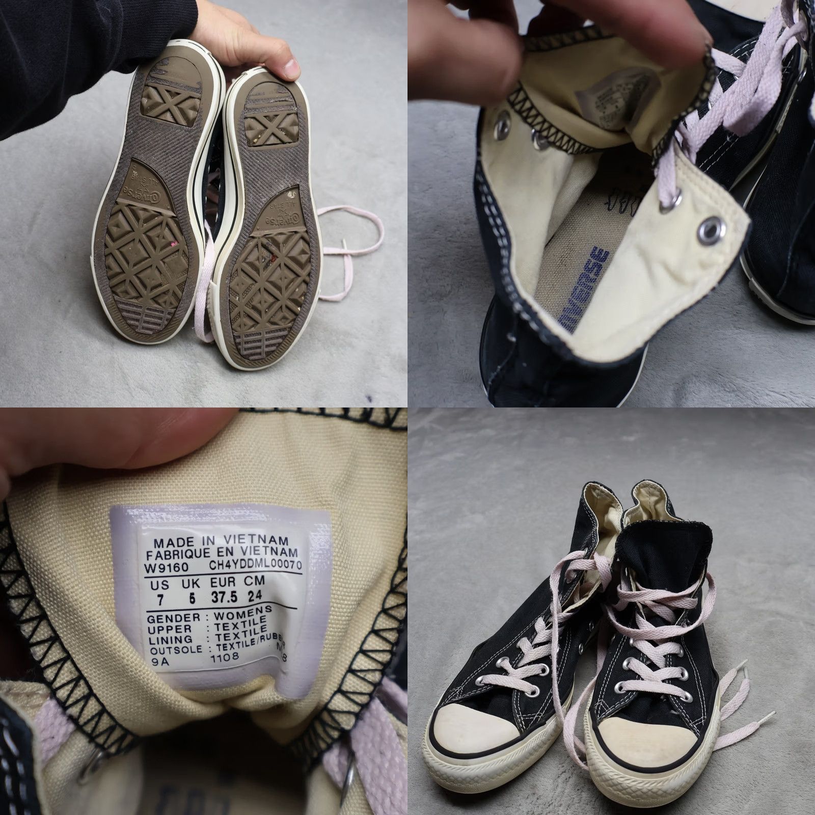 Converse Converse Chuck Taylor All Star High Top Sneakers Black Women 7 Canvas Casual Streetwear Size S / US 4 / IT 40 - 8 Thumbnail