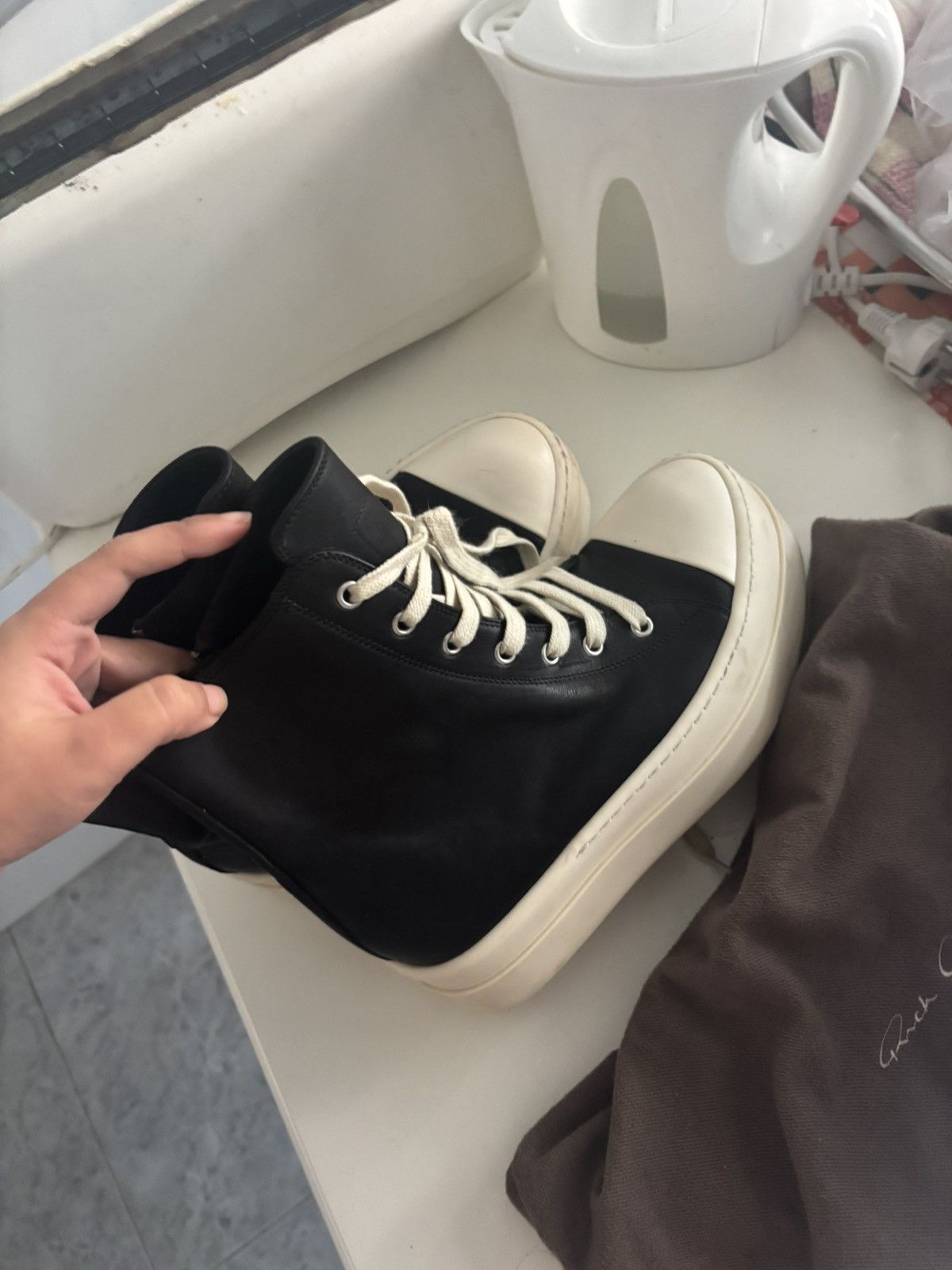 Rick Owens Rick Owens DRKSHDW Ramones High Top Leather Sneakers Size US 8.5 / IT 38.5 - 6 Thumbnail