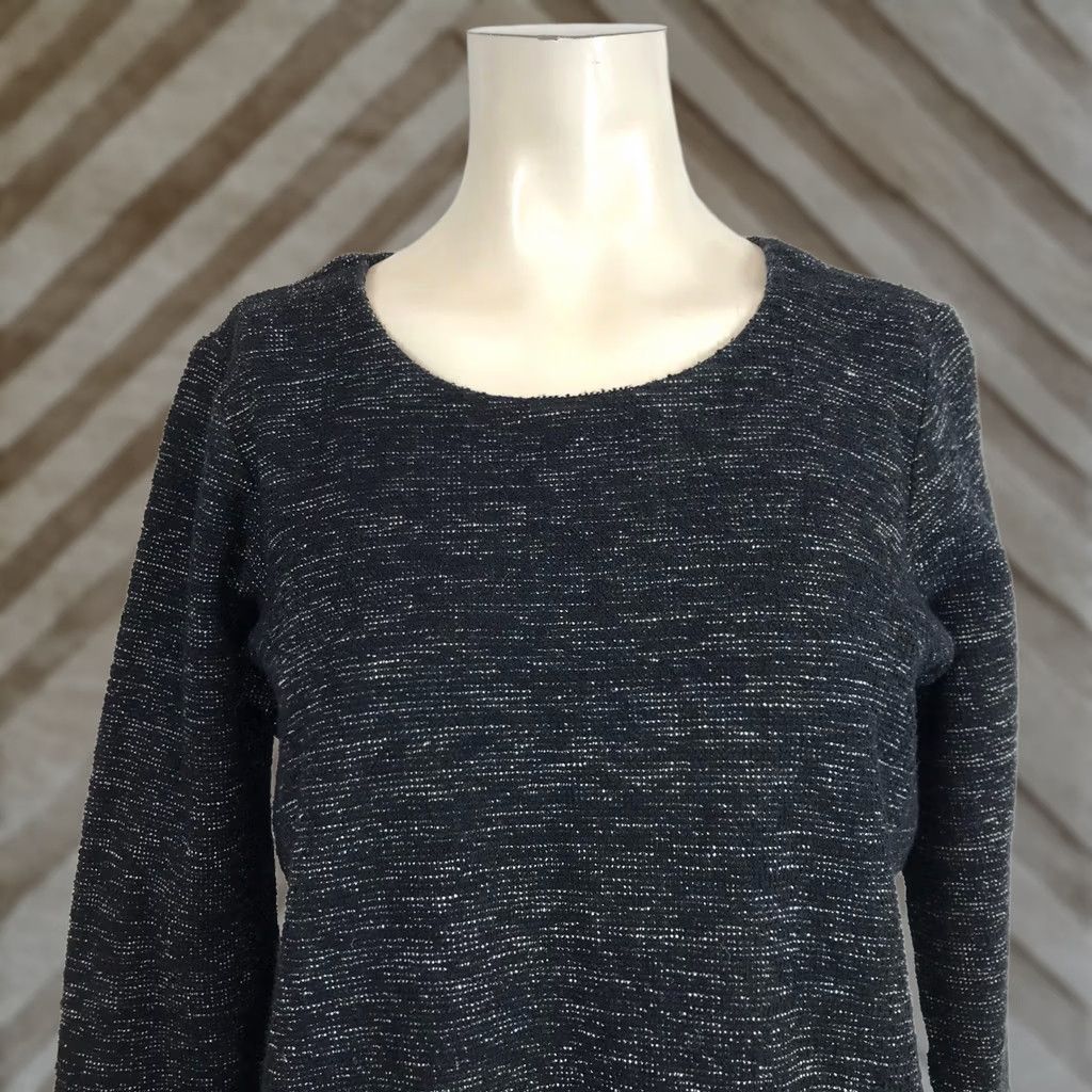 Eileen Fisher Eileen Fisher Textured Knit Tunic Sweater Dress Pockets XS Black White Size XS / US 0-2 / IT 36-38 - 1 Thumbnail