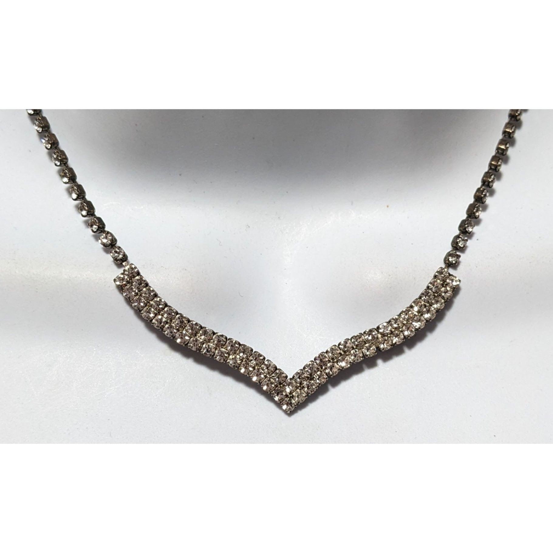 Other Vintage 90s Silver Chevron Rhinestone Necklace Size ONE SIZE - 5 Thumbnail