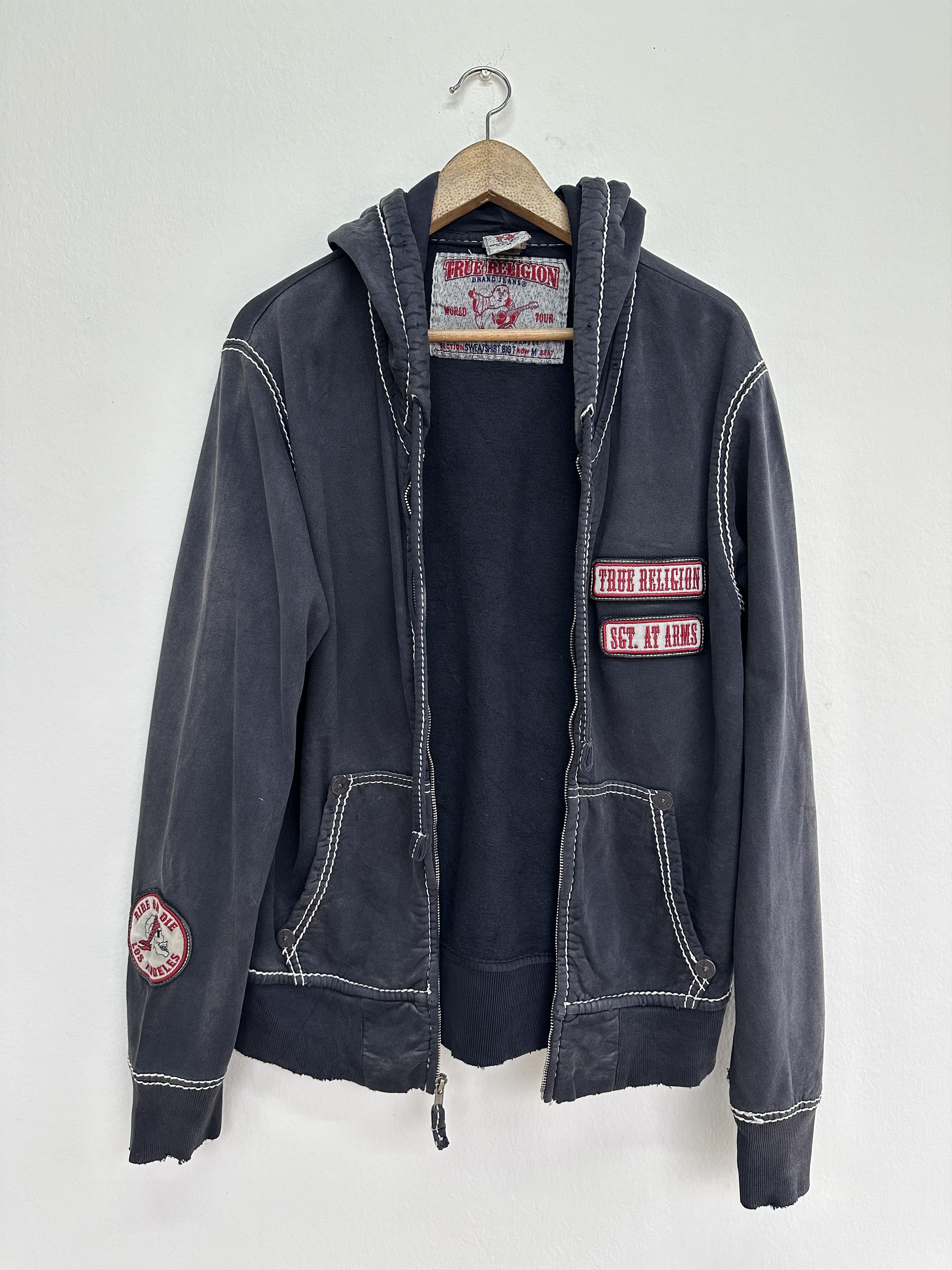 True Religion Vtg Distressed True Religion Ride Or Die L.A Big T Hoodie Size US M / EU 48-50 / 2 - 2 Thumbnail