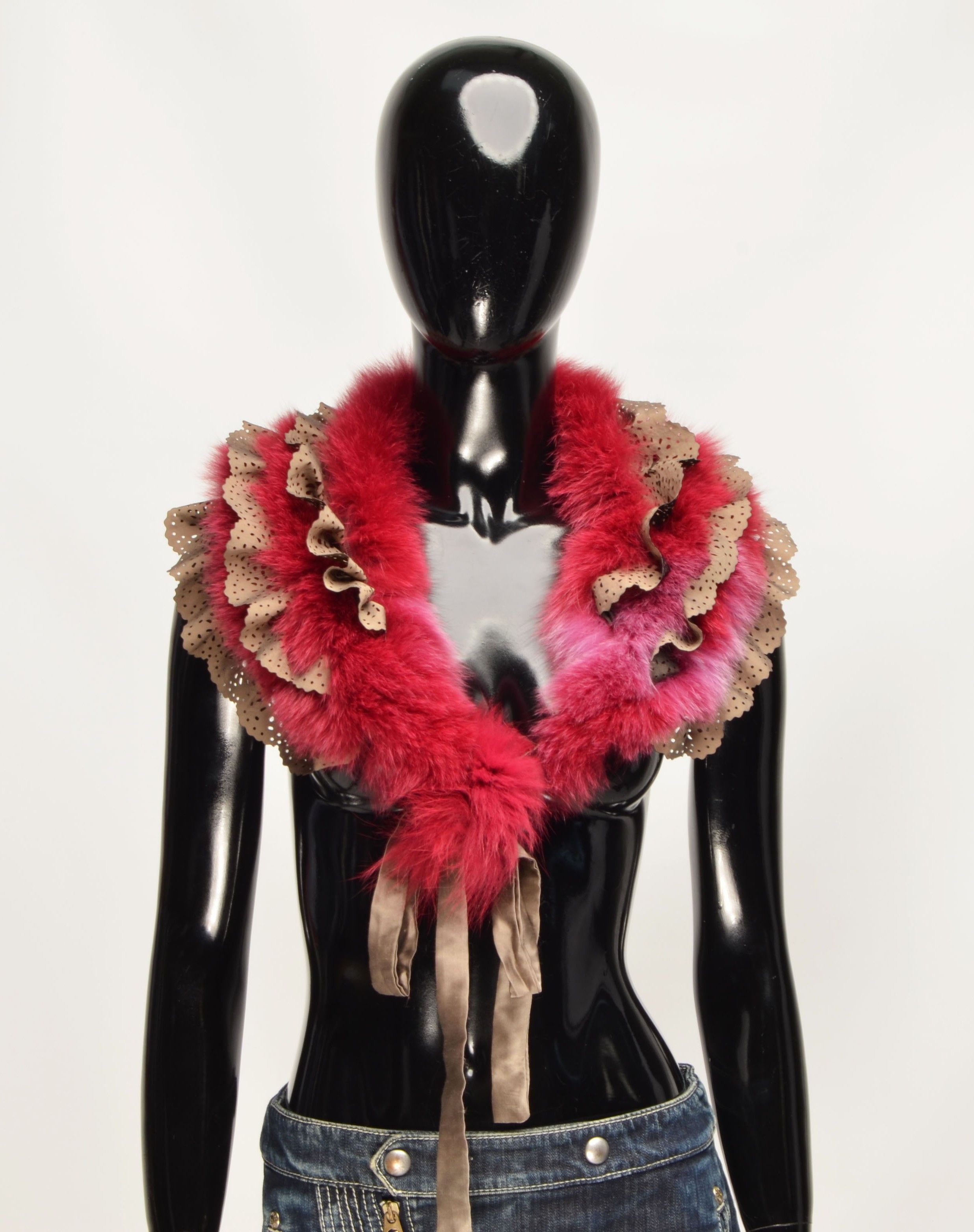 Vintage Tricot Chic Y2K Gothic Lolita Faux Fur Ruffle Collar Scarf Size ONE SIZE - 1 Thumbnail