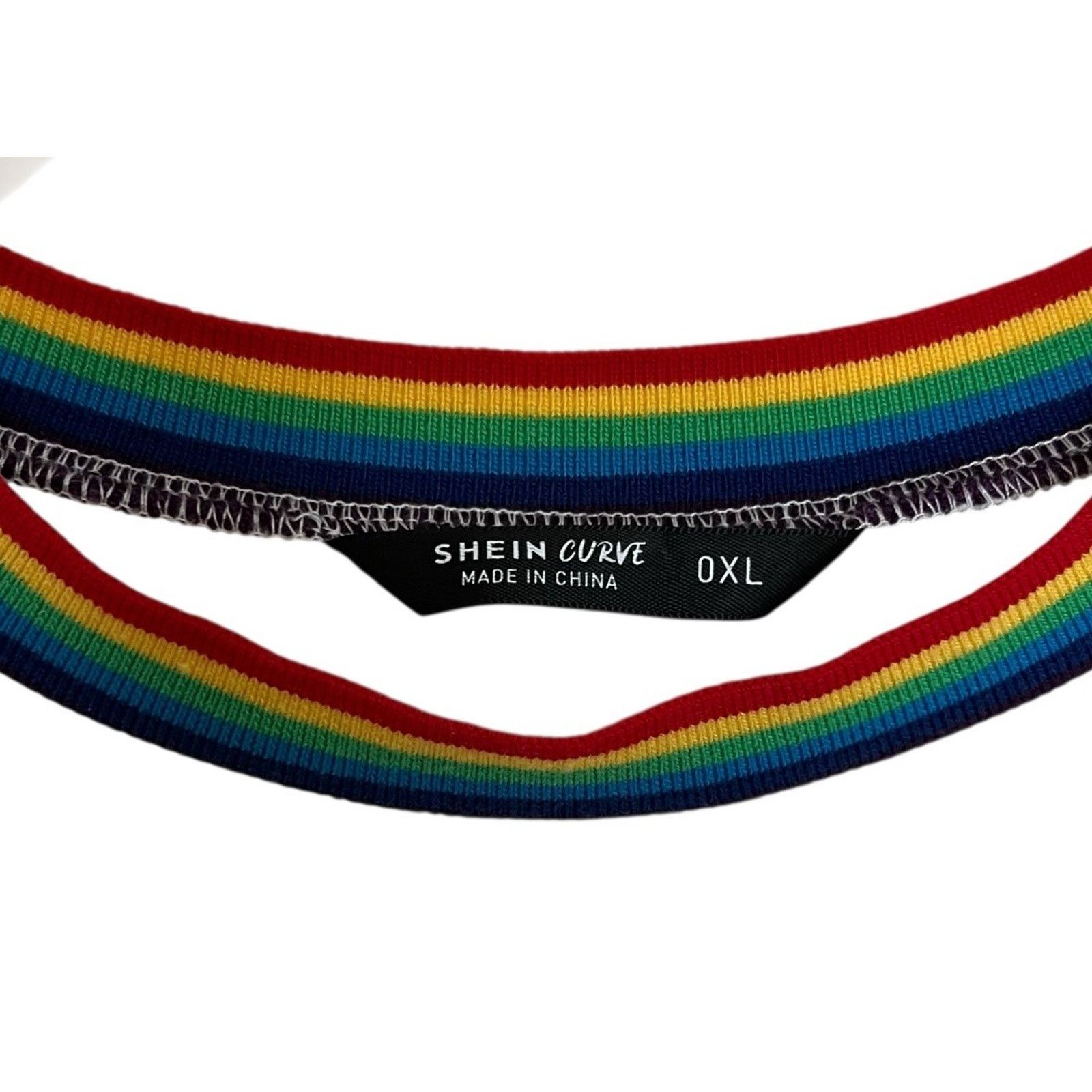 Shein SHEIN | Curve Rainbow Love Ringer Cropped Tee OX Shirt Size XL / US 12-14 / IT 48-50 - 4 Thumbnail