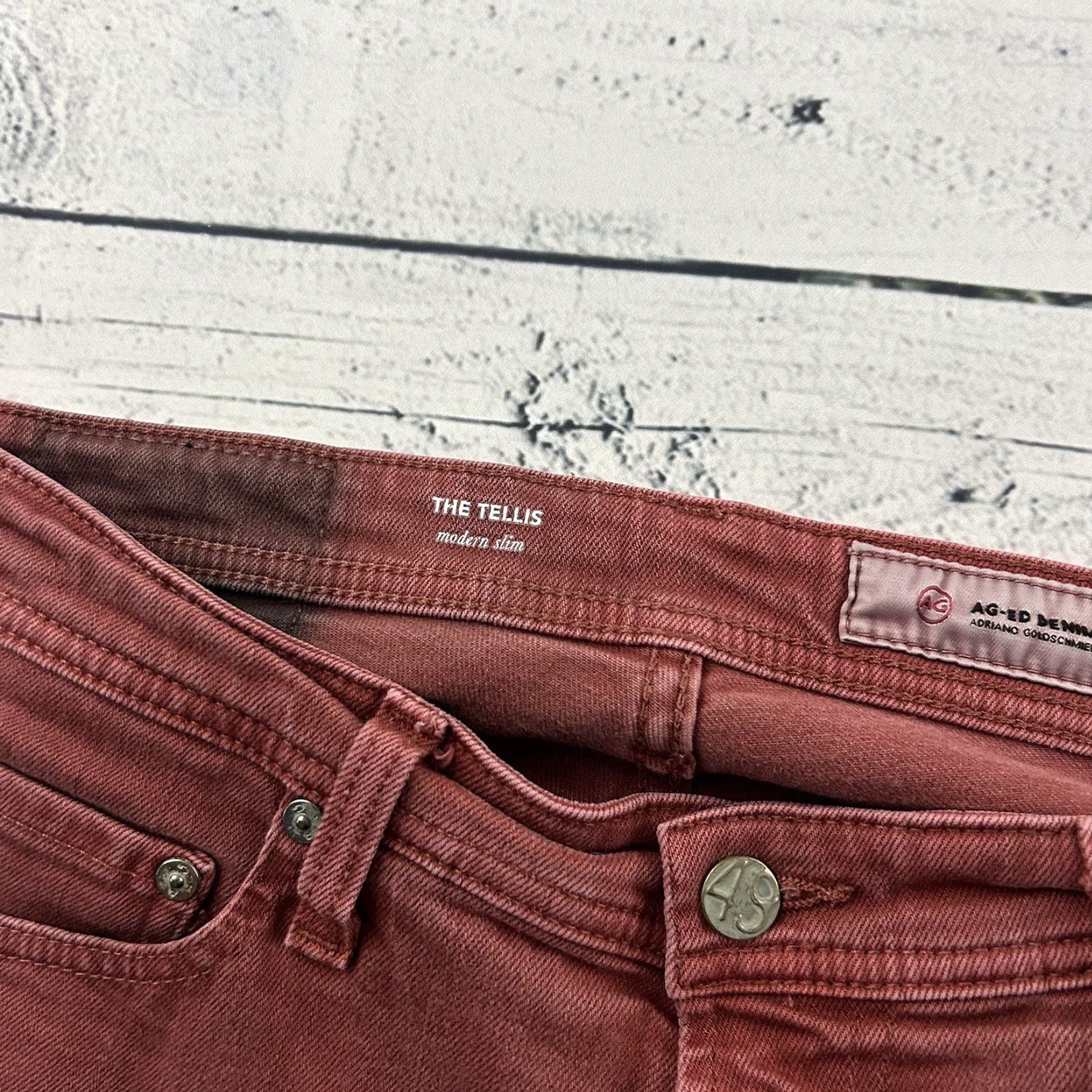 Vintage AG Adriano Goldschmied The Tellis Modern Slim Denim Jeans Men 30 Regular Blue 31 Inseam Slimming Rust - Shirt? Size US 30 / EU 46 - 3 Thumbnail