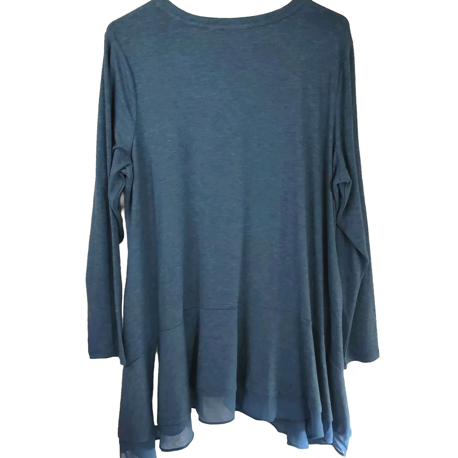 Vintage LOGO Lori Goldstein Tunic Sweatshirt Top Womens 1X Green Cowl Neck Pullover Kangaroo Pocket Casual Knit Spin Size XL / US 12-14 / IT 48-50 - 6 Thumbnail