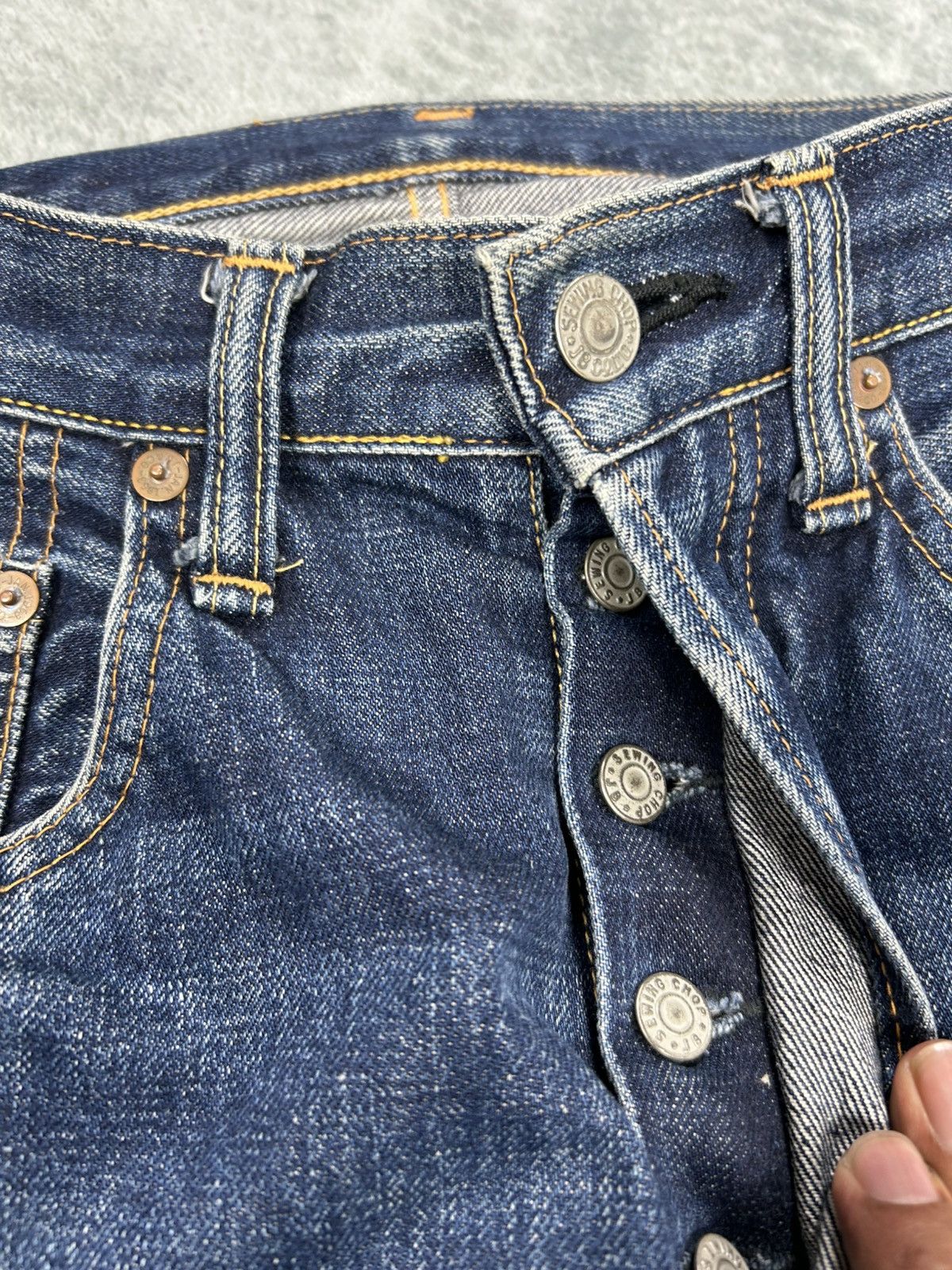 Sugar Cane Vintage Sewing Chop Denim Jeans Size US 28 / EU 44 - 8 Thumbnail